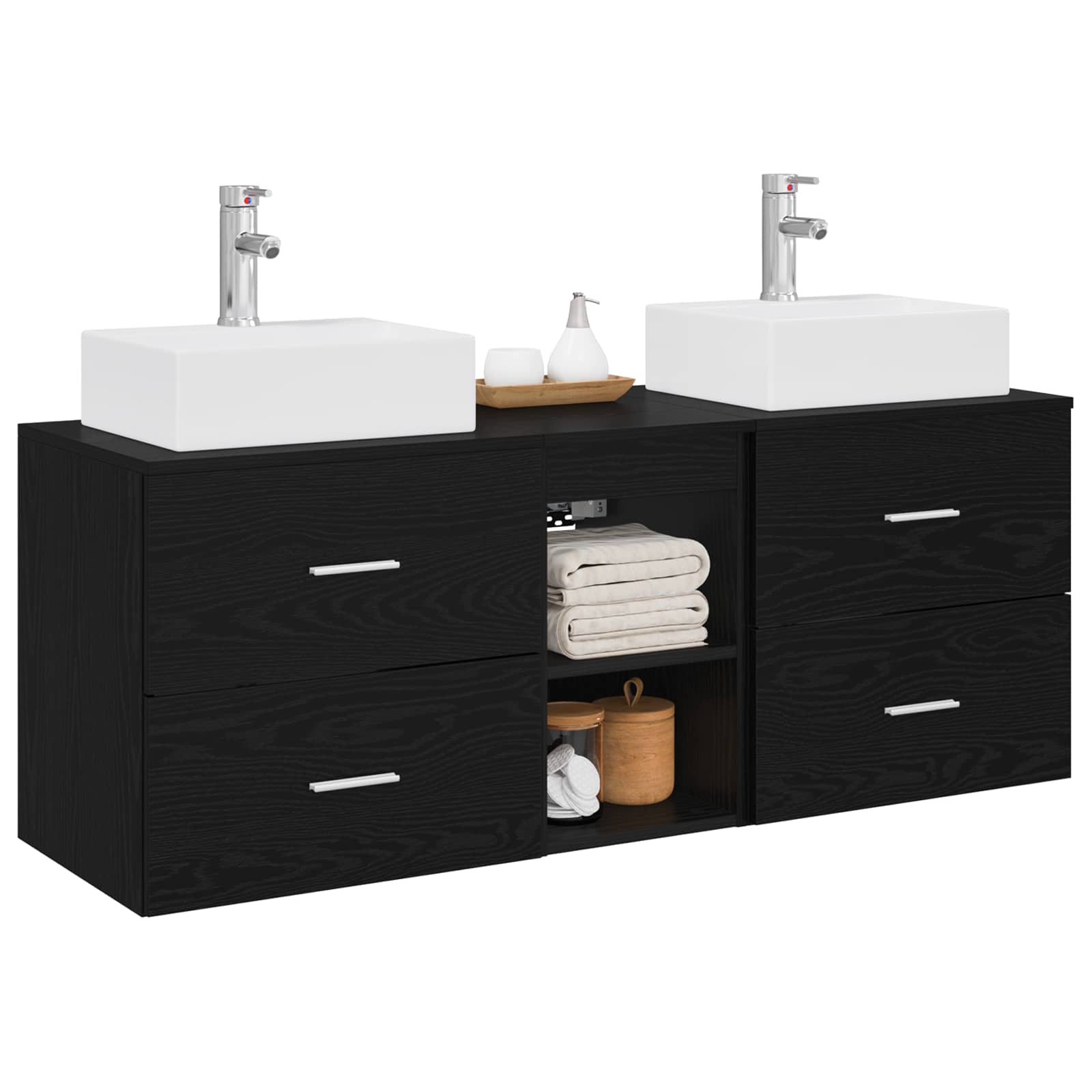 Ensemble d'armoire de salle de bain 3 pc Noir