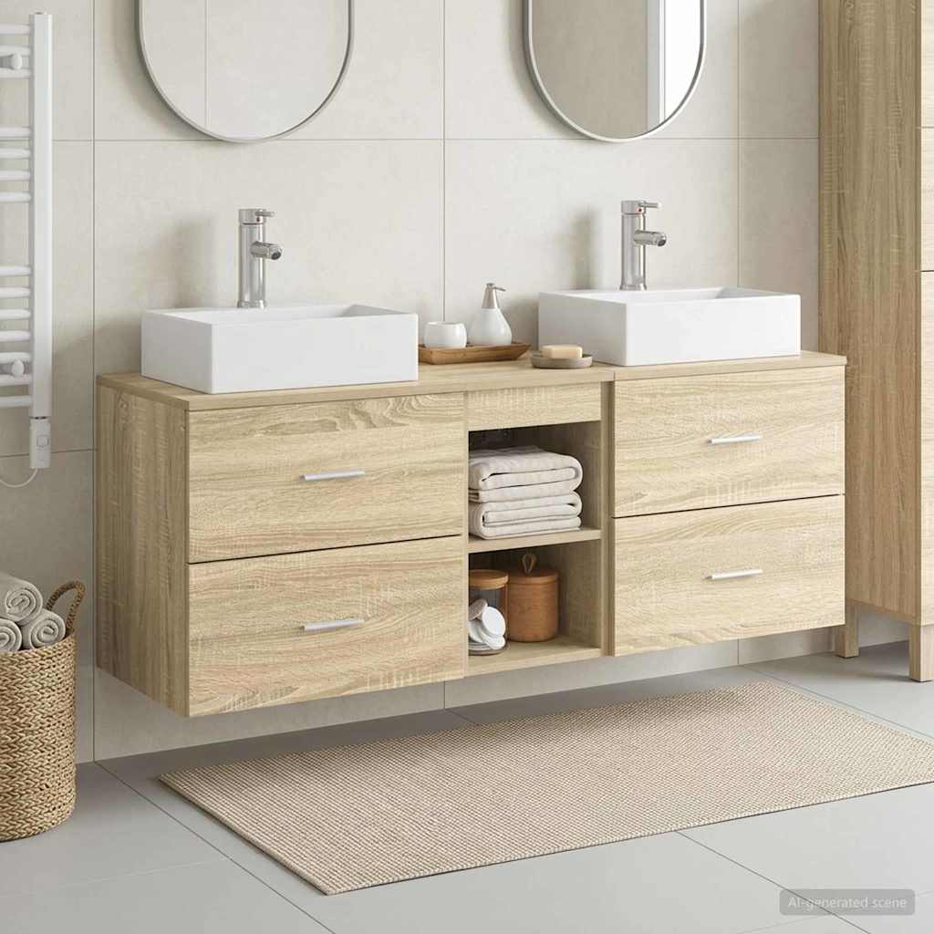 Ensemble d'armoire de salle de bain 3 pc Chêne Sonoma