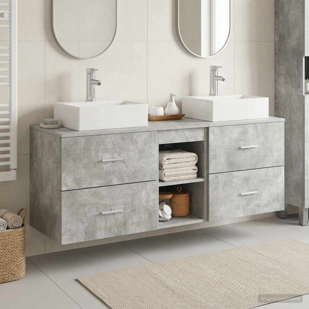 Ensemble d'armoire de salle de bain 3 pc Gris béton