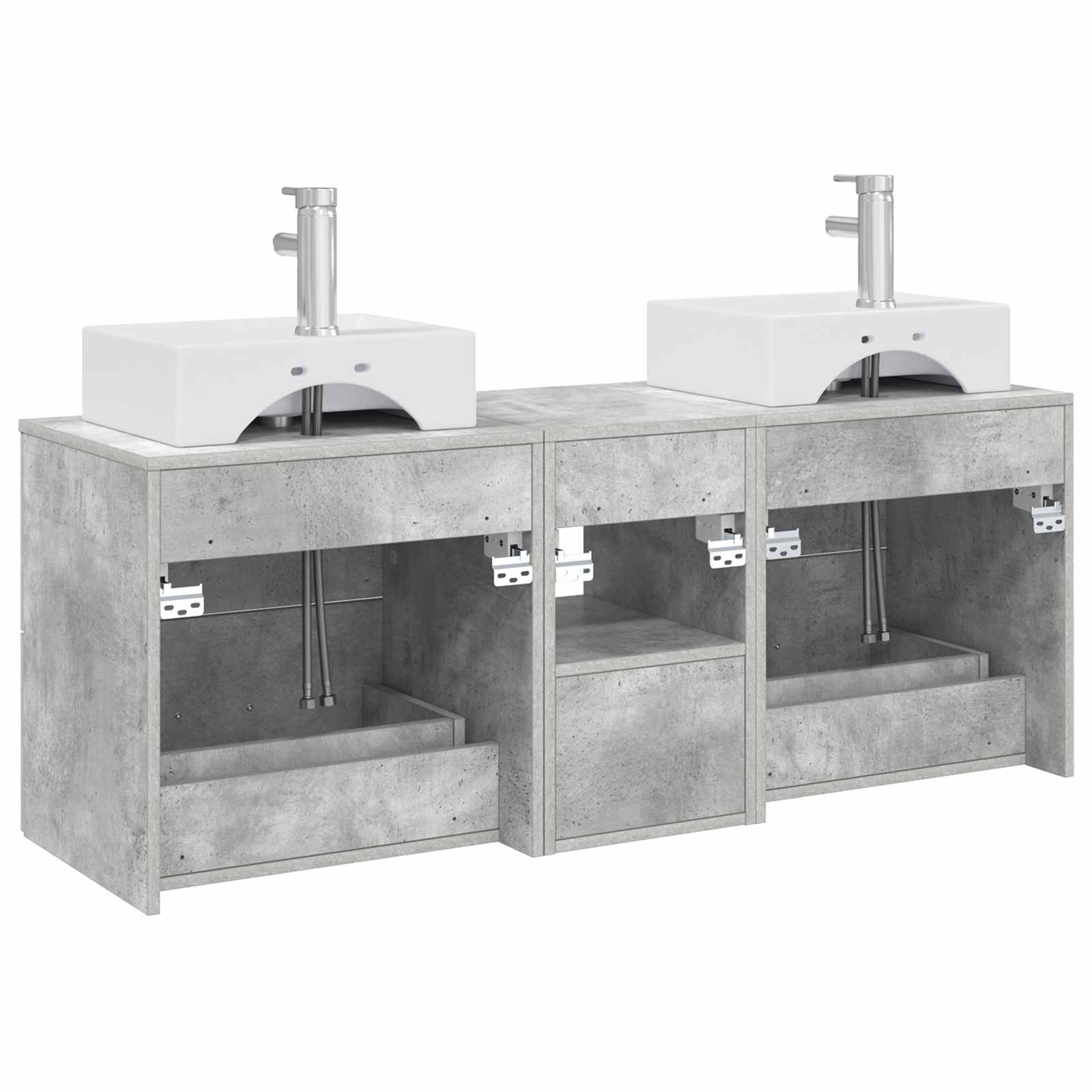 Ensemble d'armoire de salle de bain 3 pc Gris béton