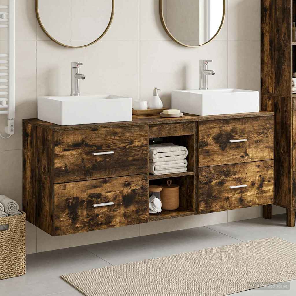 Ensemble d'armoire de salle de bain 3 pc Chêne fumé