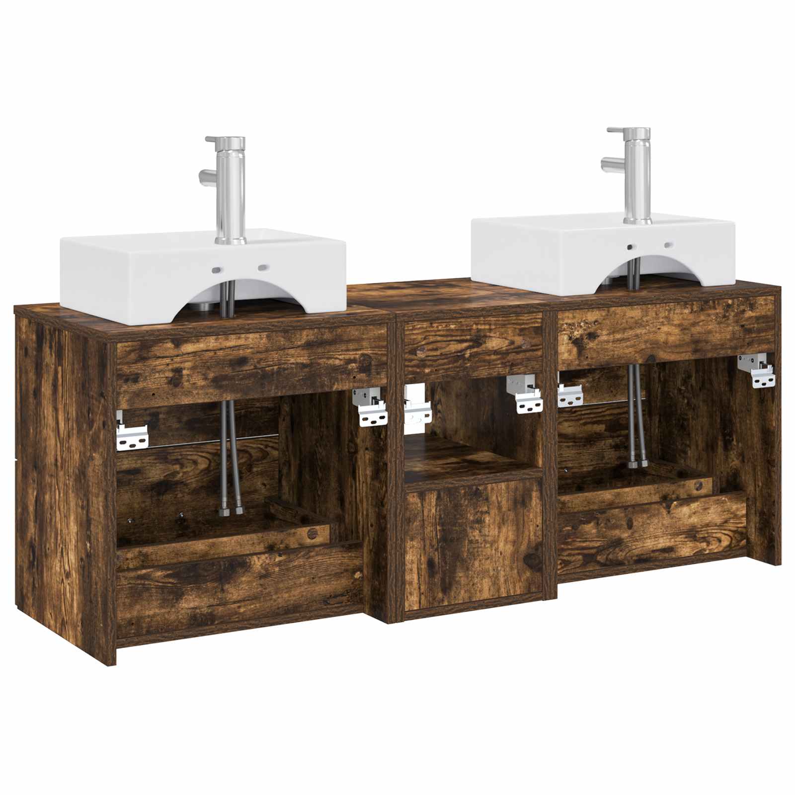 Ensemble d'armoire de salle de bain 3 pc Chêne fumé