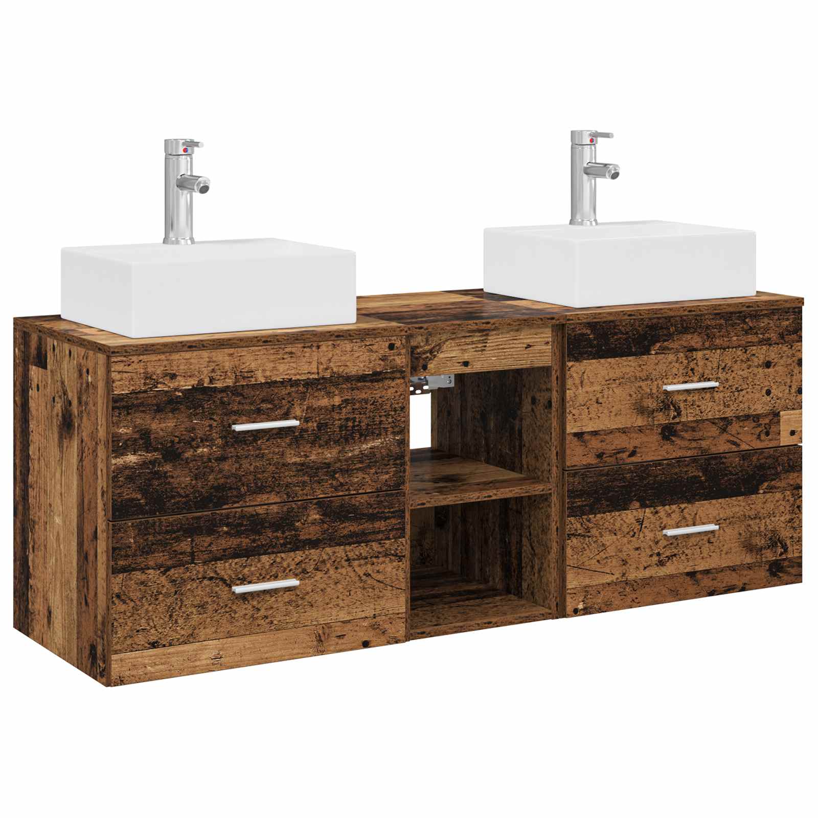 Ensemble d'armoire de salle de bain 3 pc Bois ancien