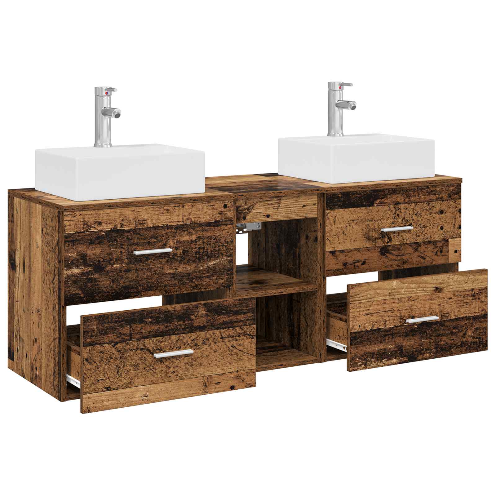 Ensemble d'armoire de salle de bain 3 pc Bois ancien