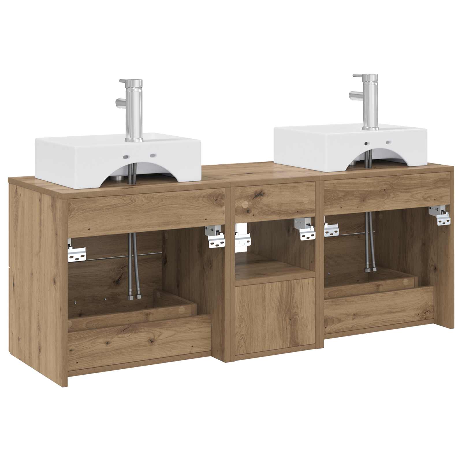 Ensemble d'armoire de salle de bain 3 pc Chêne artisanal