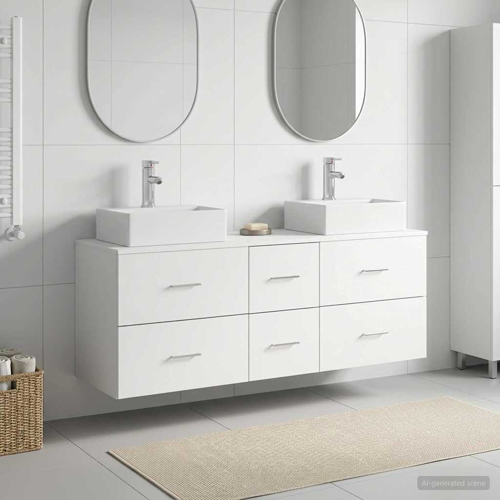 Ensemble d'armoire de salle de bain 3 pc Blanc