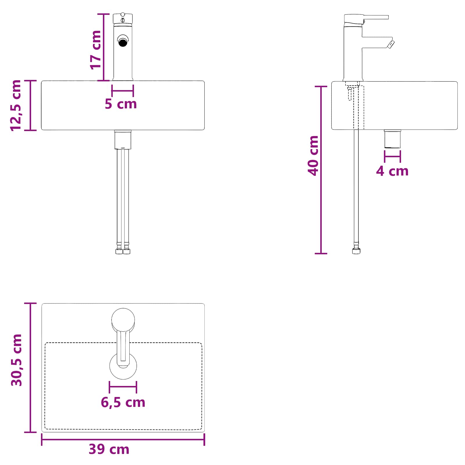 Ensemble d'armoire de salle de bain 3 pc Blanc