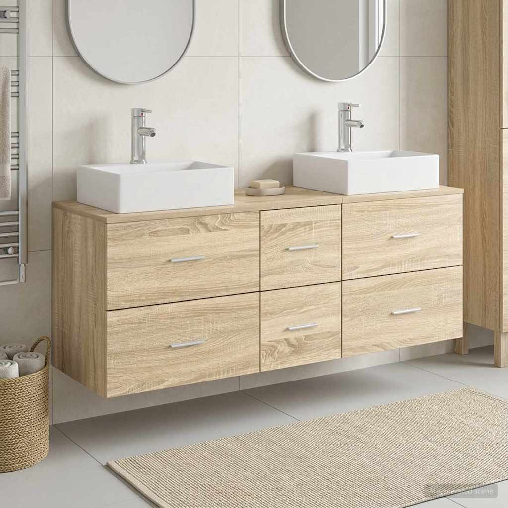Ensemble d'armoire de salle de bain 3 pc Chêne Sonoma