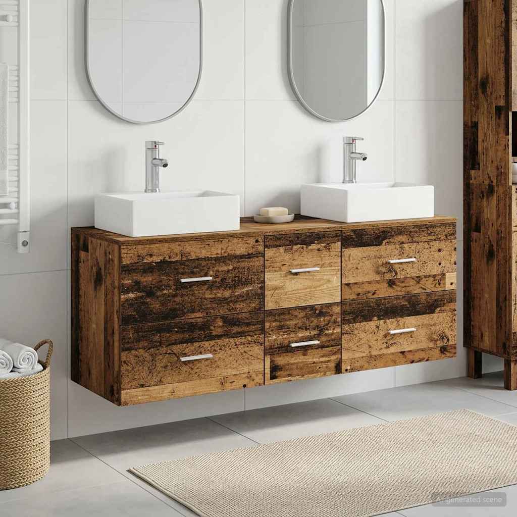Ensemble d'armoire de salle de bain 3 pc Bois ancien