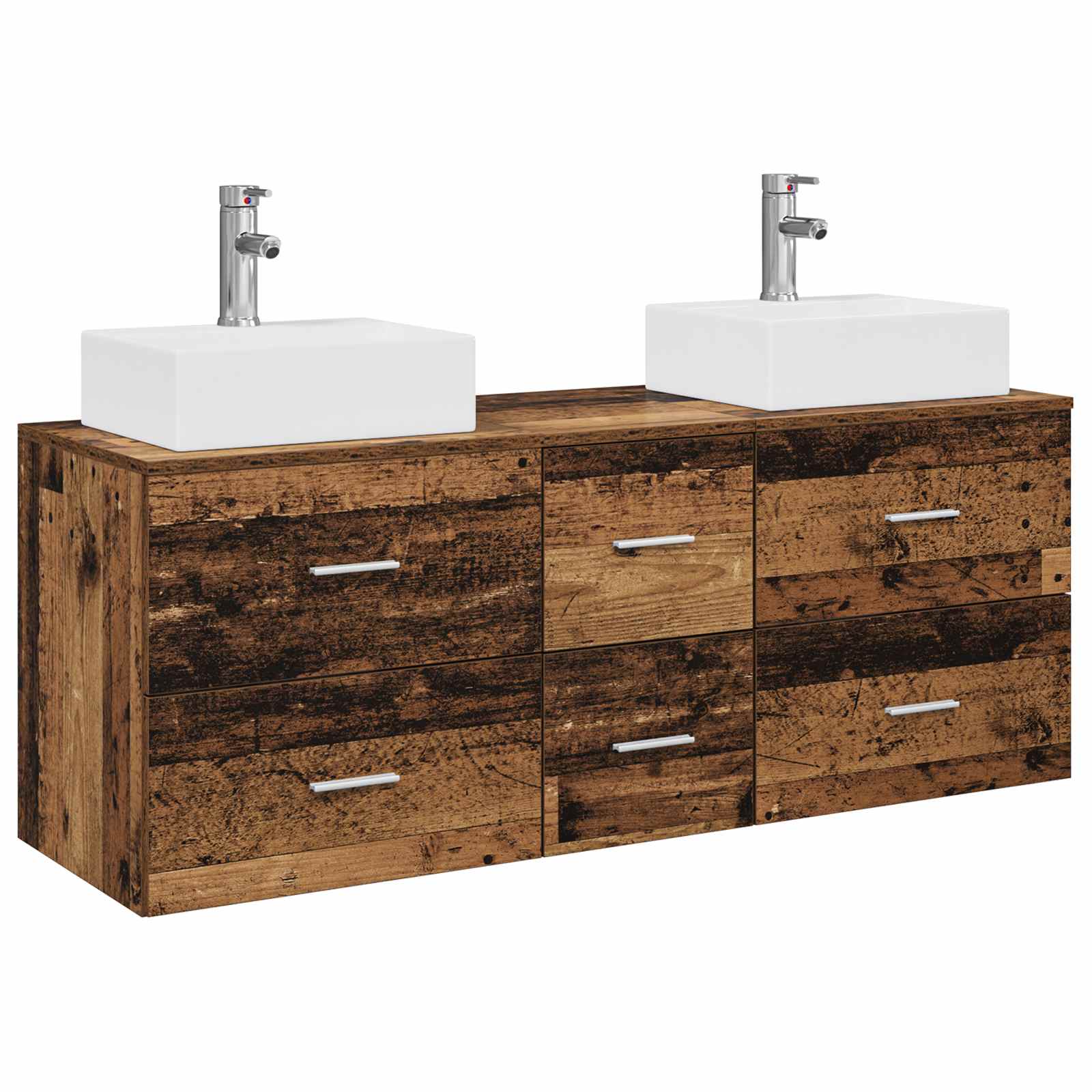 Ensemble d'armoire de salle de bain 3 pc Bois ancien