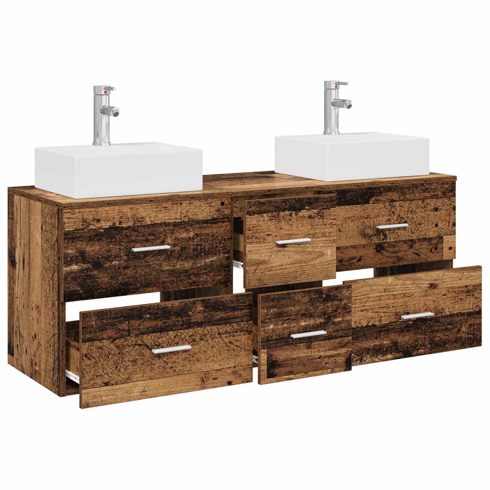 Ensemble d'armoire de salle de bain 3 pc Bois ancien