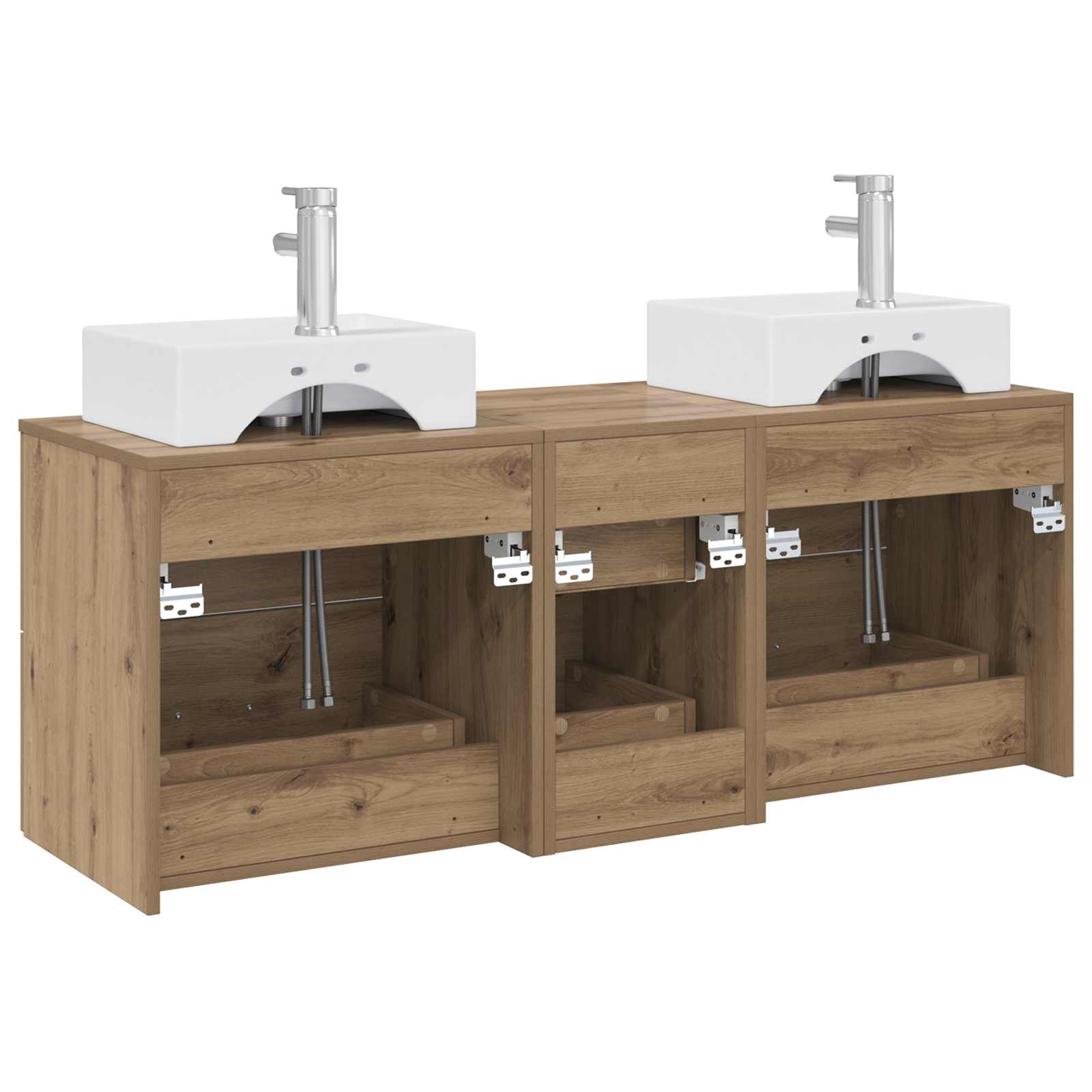 Ensemble d'armoire de salle de bain 3 pc Chêne artisanal