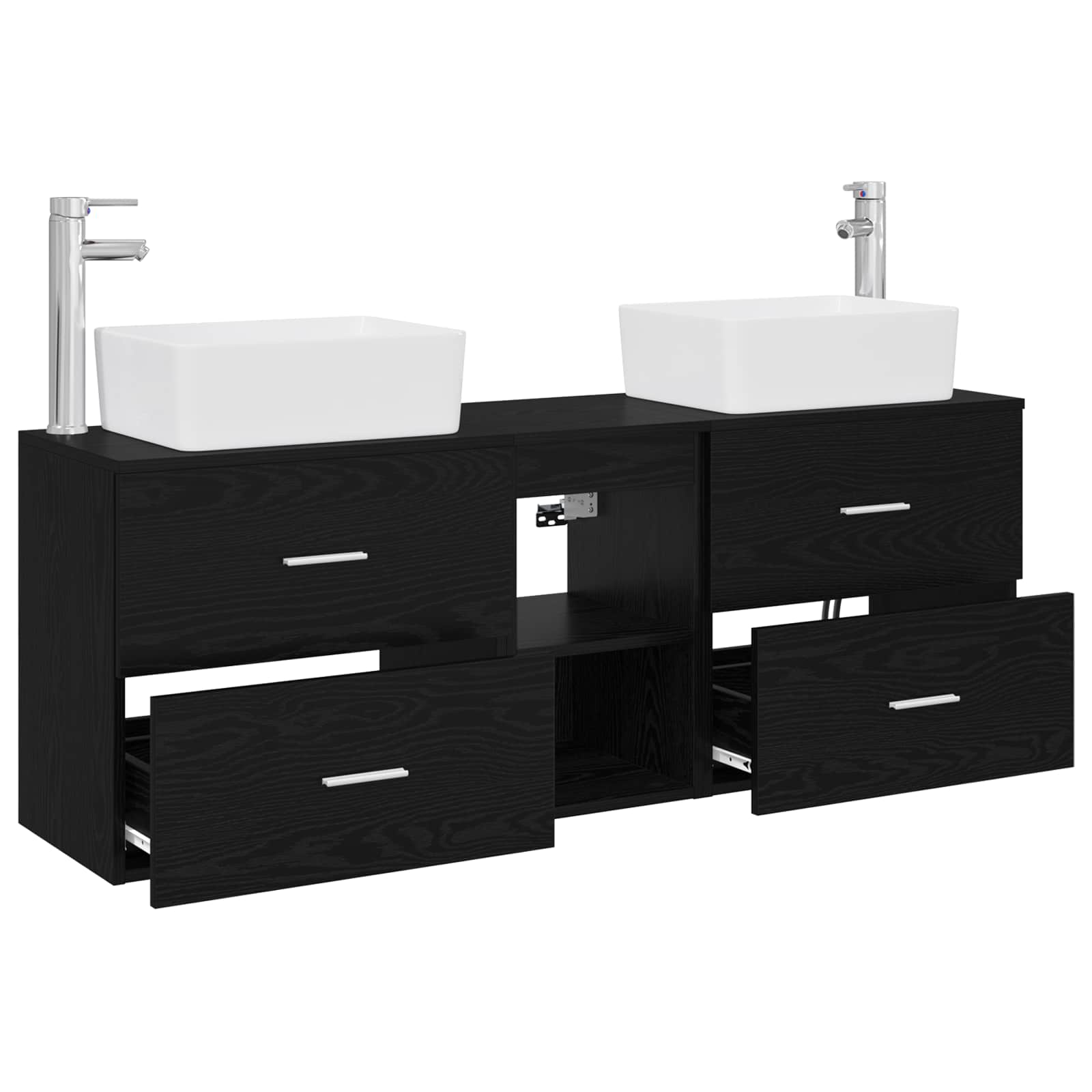 Ensemble d'armoire de salle de bain 3 pc Noir 53 x 34,5 x 63 cm