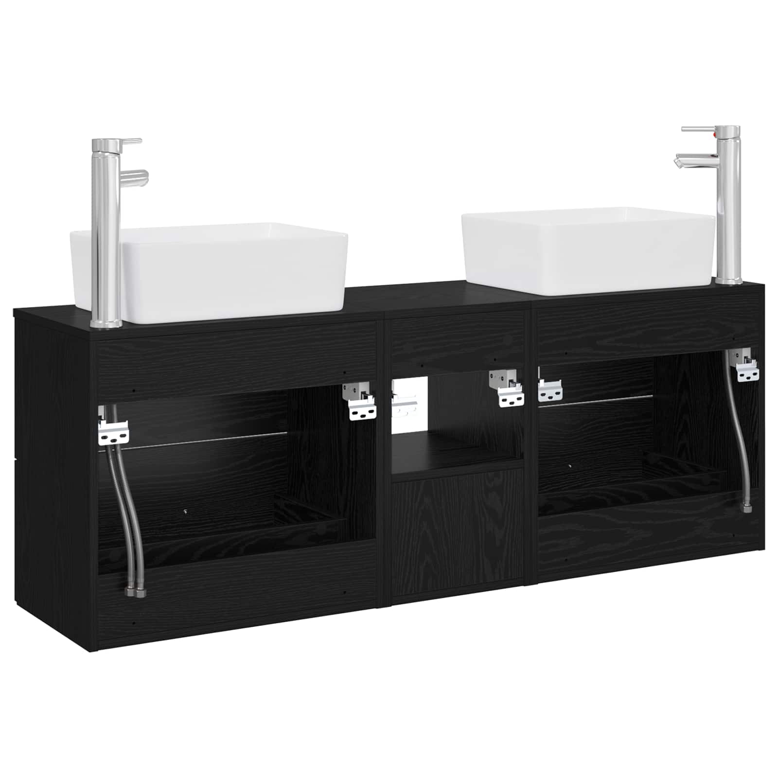 Ensemble d'armoire de salle de bain 3 pc Noir 53 x 34,5 x 63 cm