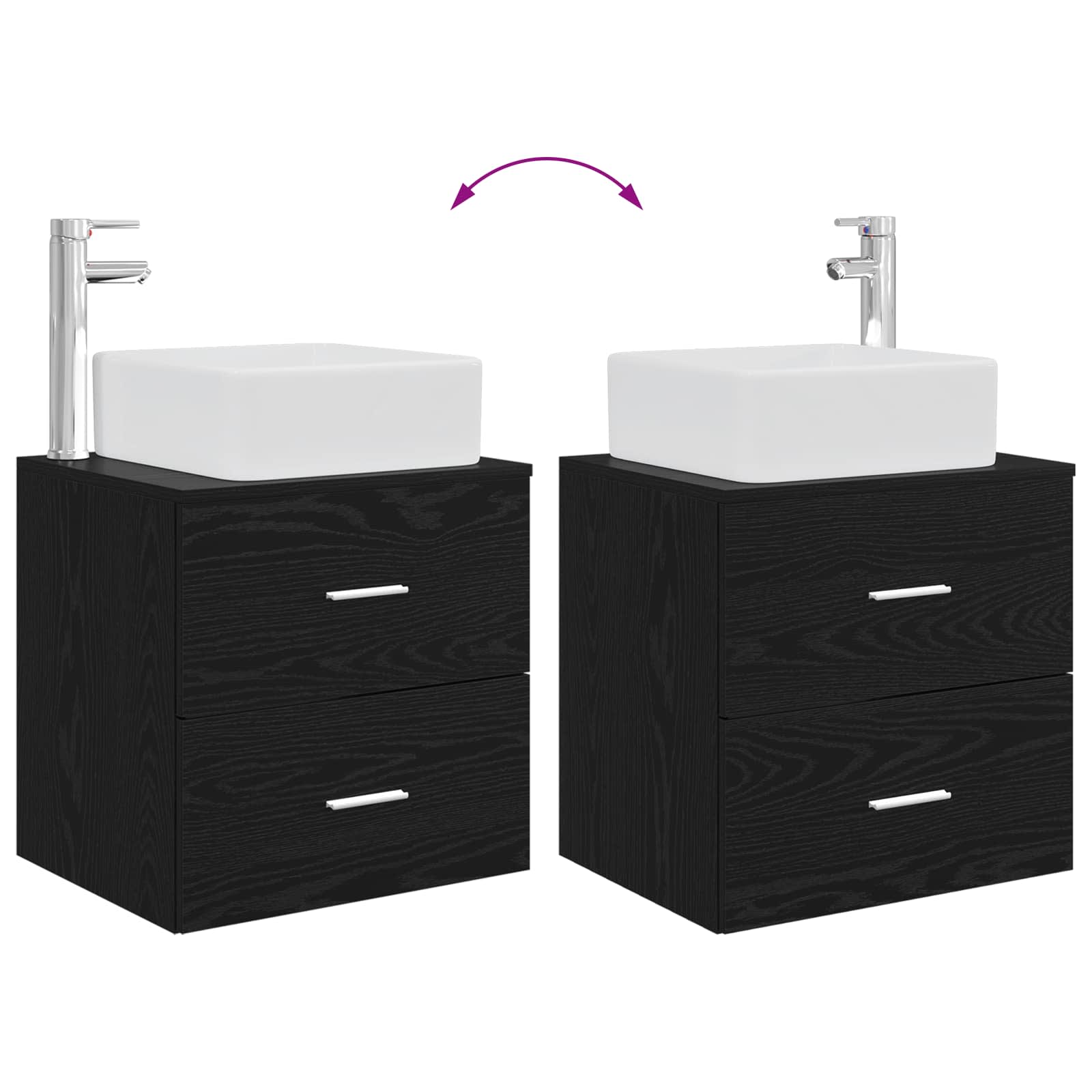 Ensemble d'armoire de salle de bain 3 pc Noir 53 x 34,5 x 63 cm