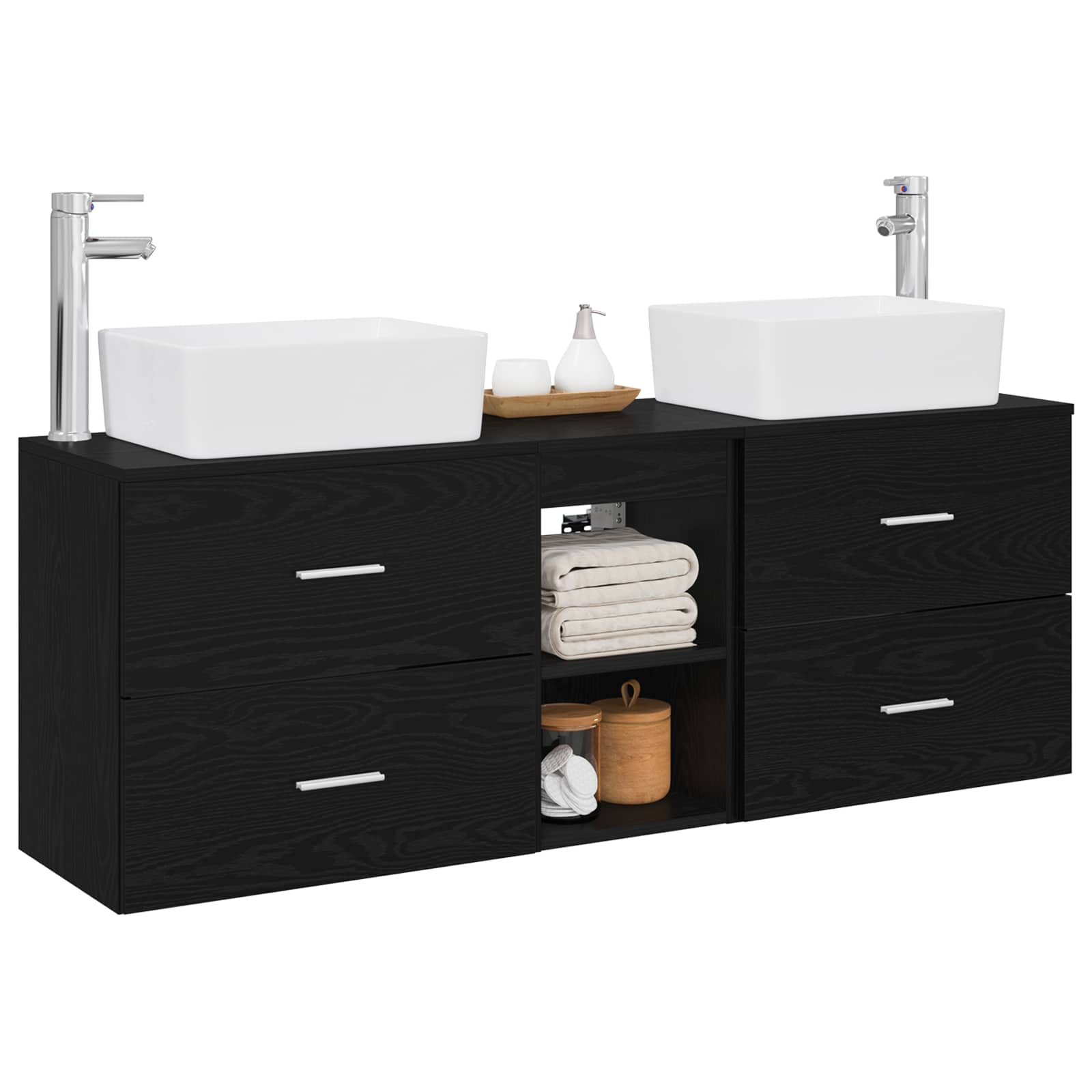 Ensemble d'armoire de salle de bain 3 pc Noir 53 x 34,5 x 63 cm
