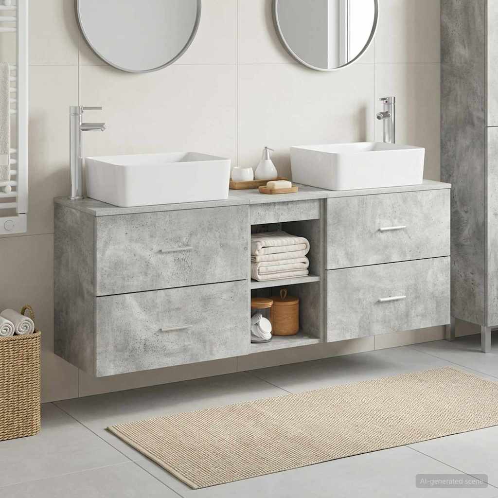 Ensemble d'armoire de salle de bain 3 pc Gris béton