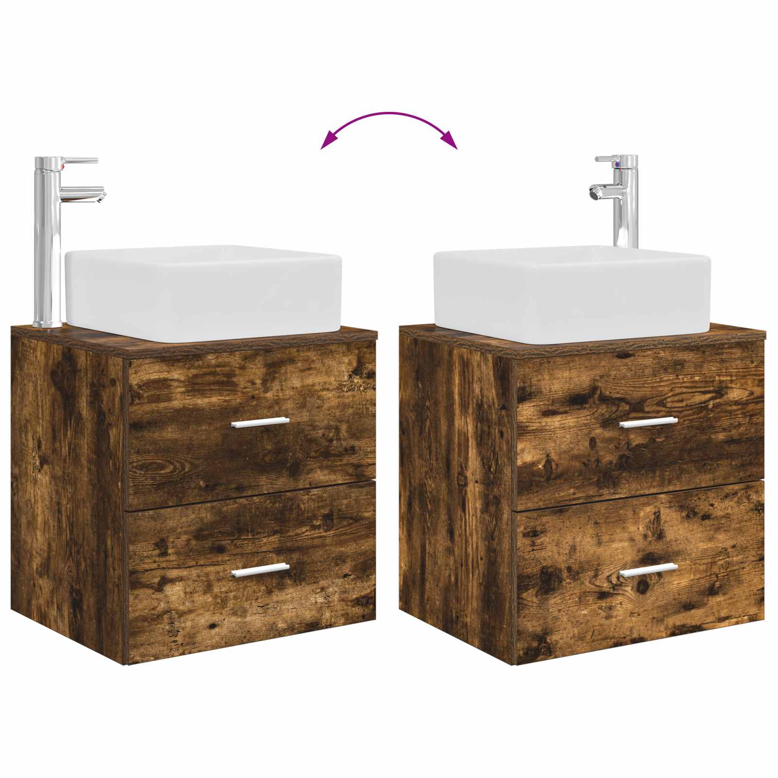 Ensemble d'armoire de salle de bain 3 pc Chêne fumé