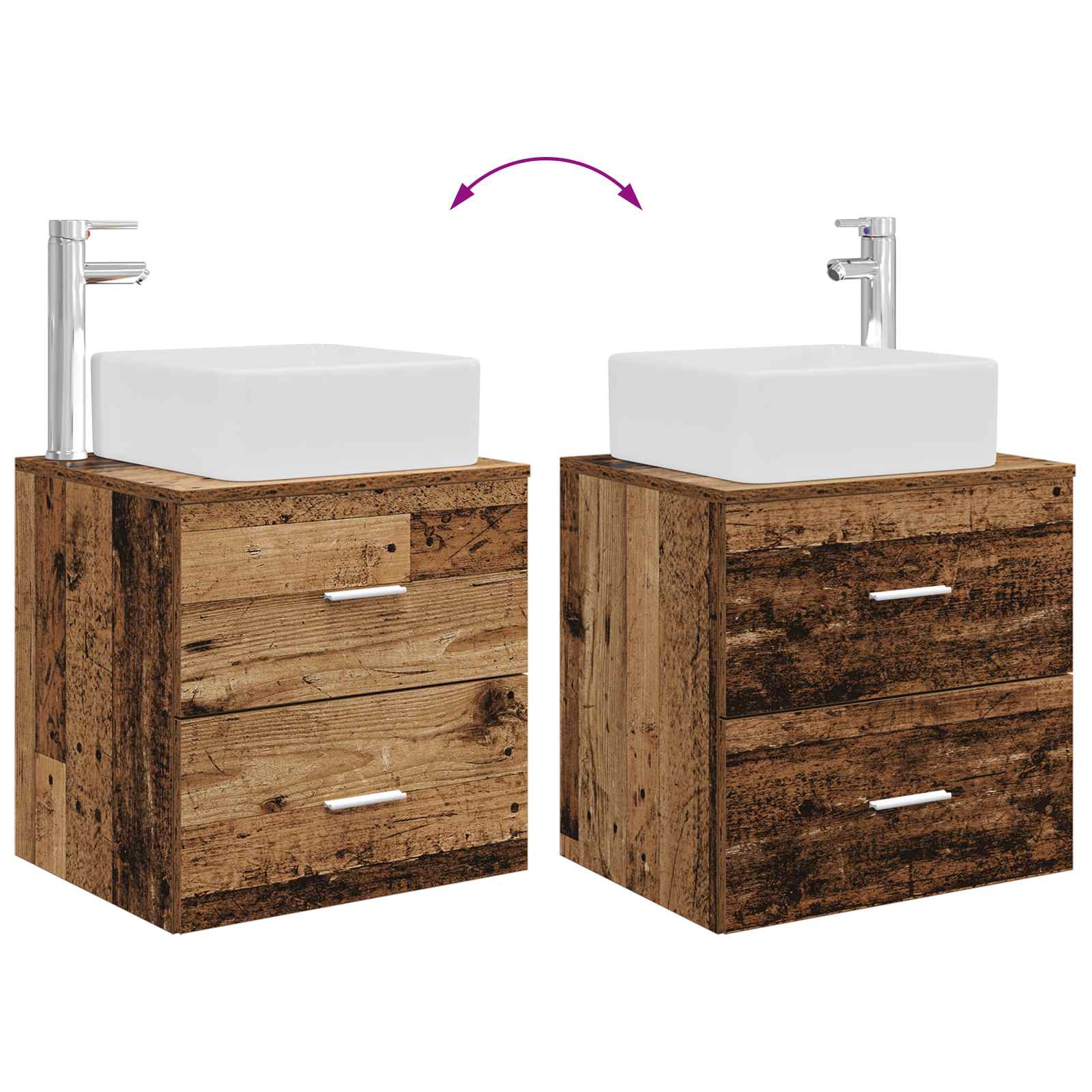 Ensemble d'armoire de salle de bain 3 pc Bois ancien