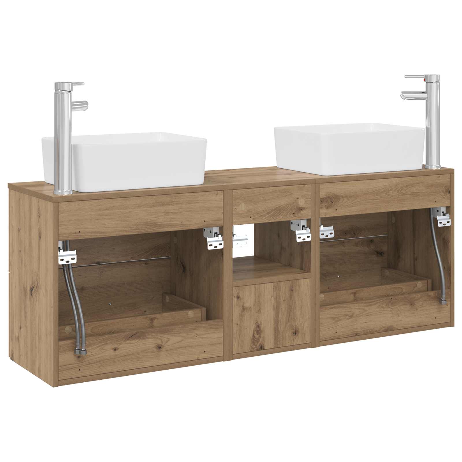 Ensemble d'armoire de salle de bain 3 pc Chêne artisanal
