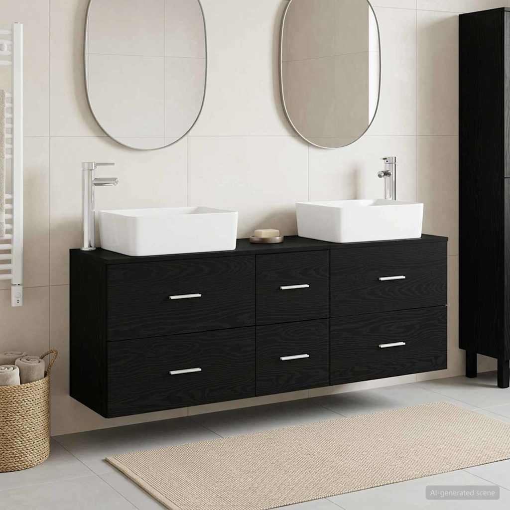 Ensemble d'armoire de salle de bain 3 pc Noir 53 x 34,5 x 63 cm