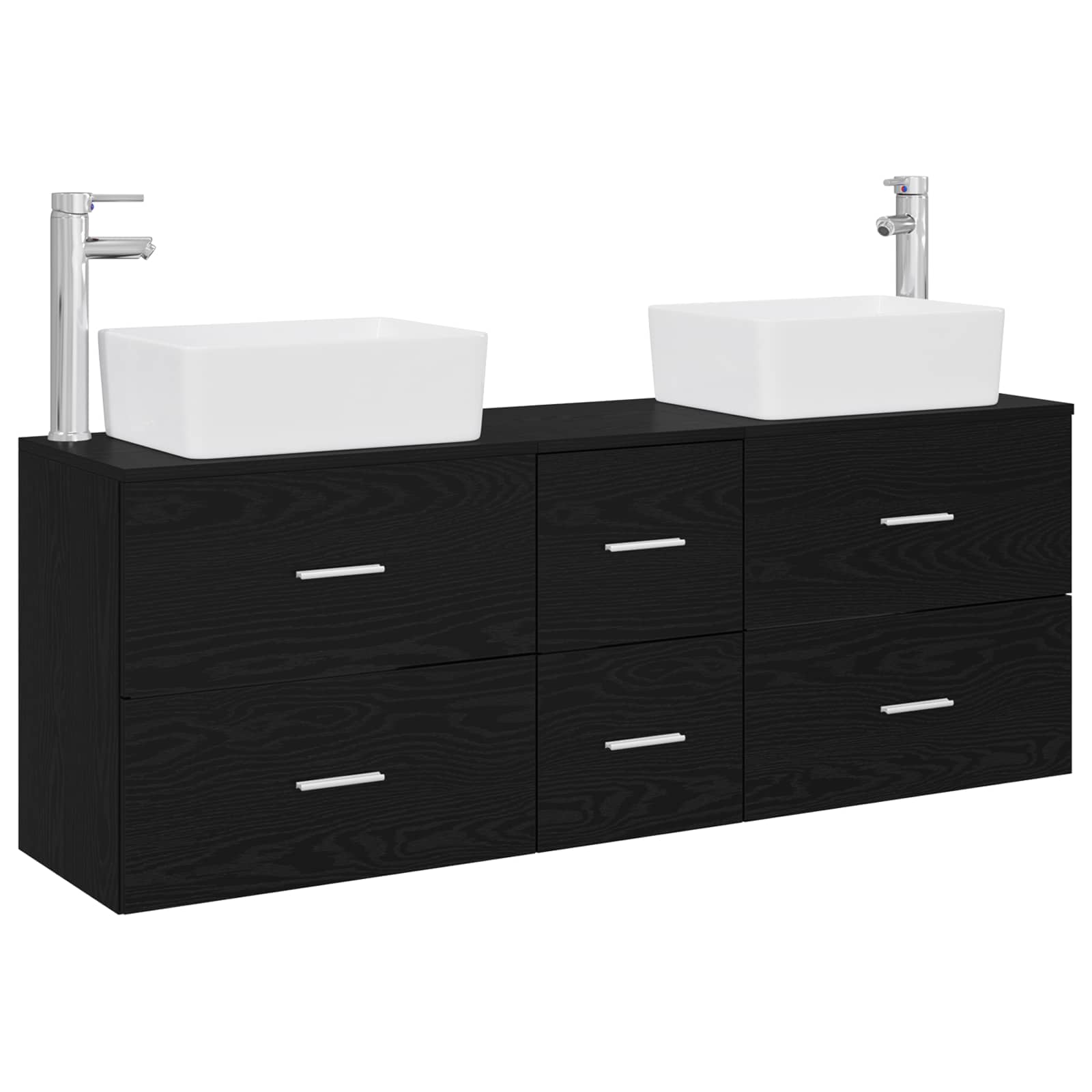 Ensemble d'armoire de salle de bain 3 pc Noir 53 x 34,5 x 63 cm