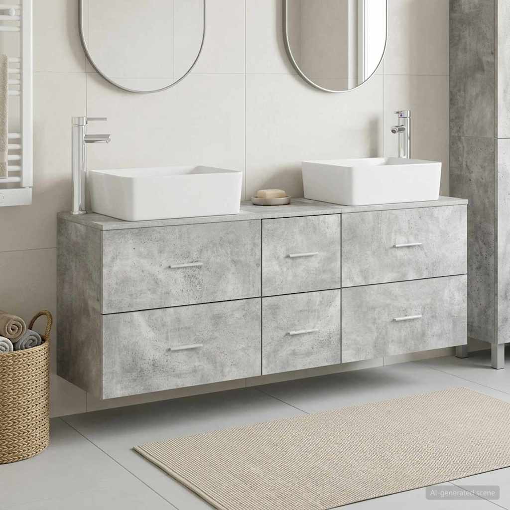 Ensemble d'armoire de salle de bain 3 pc Gris béton