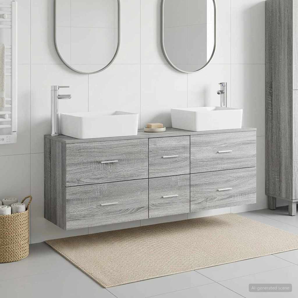 Ensemble d'armoire de salle de bain 3 pièces Sonoma gris
