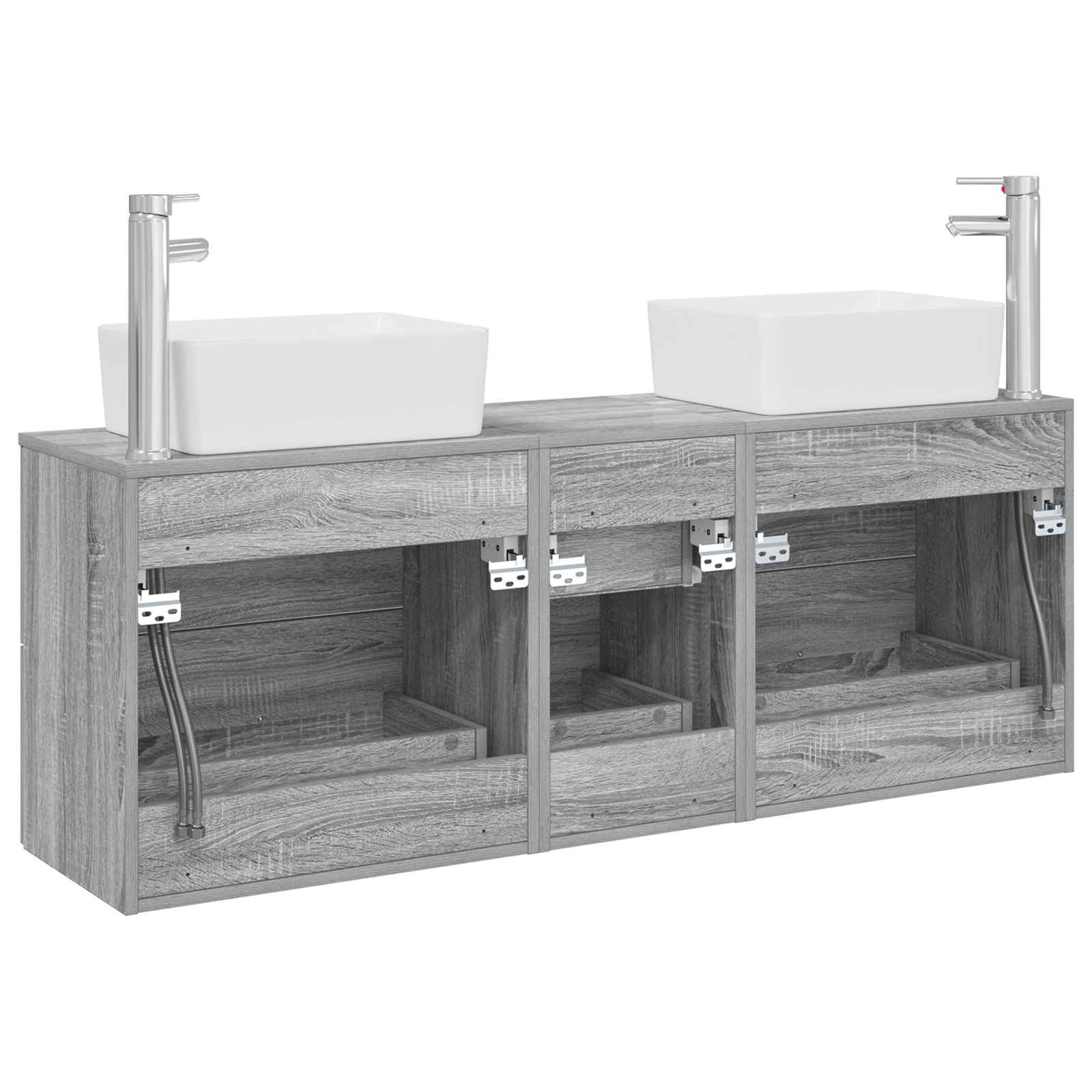 Ensemble d'armoire de salle de bain 3 pièces Sonoma gris