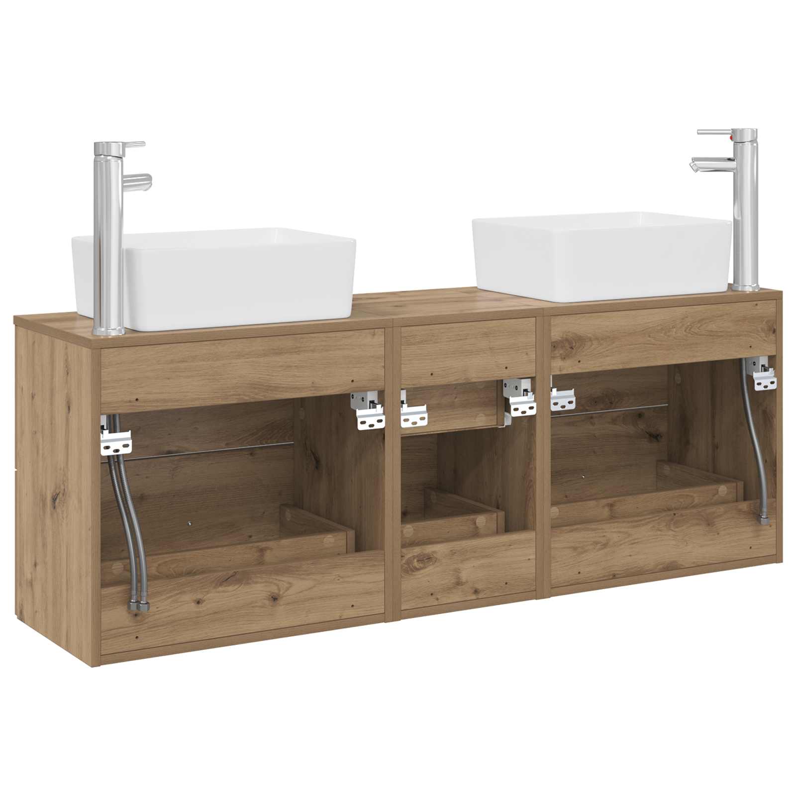 Ensemble d'armoire de salle de bain 3 pc Chêne artisanal