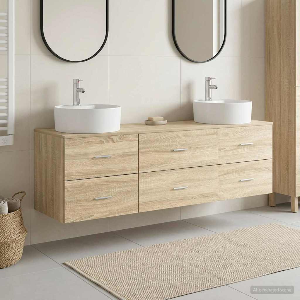 Ensemble d'armoire de salle de bain 3 pc Chêne Sonoma