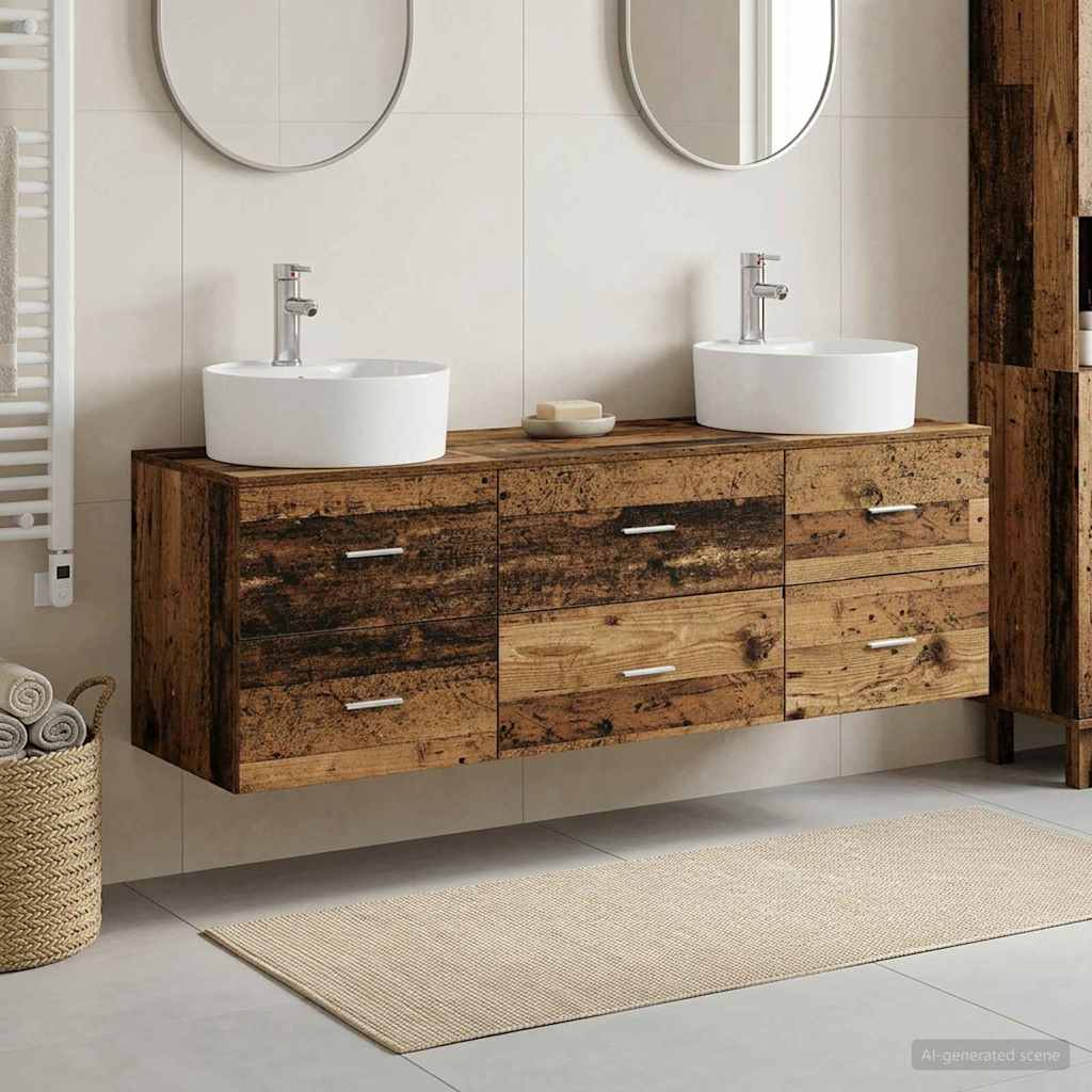 Ensemble d'armoire de salle de bain 3 pc Bois ancien