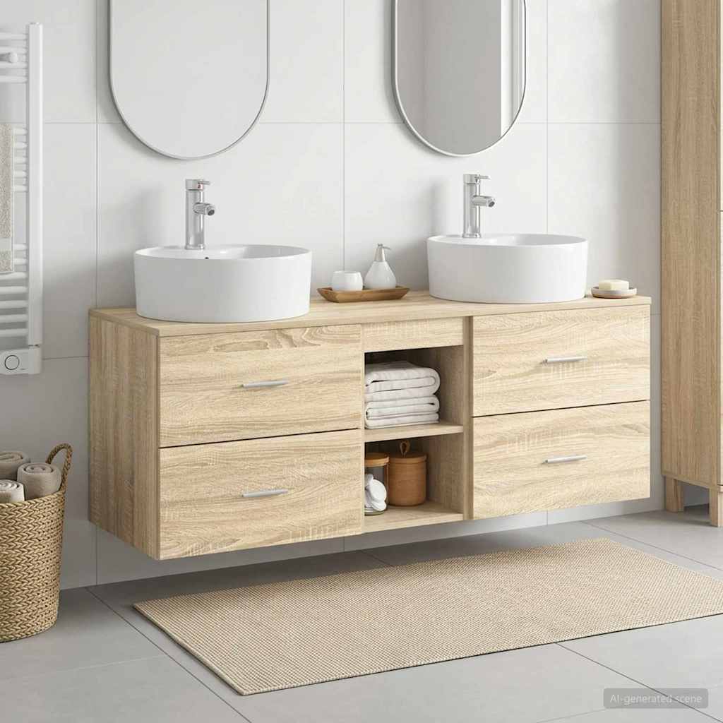 Ensemble d'armoire de salle de bain 3 pc Chêne Sonoma