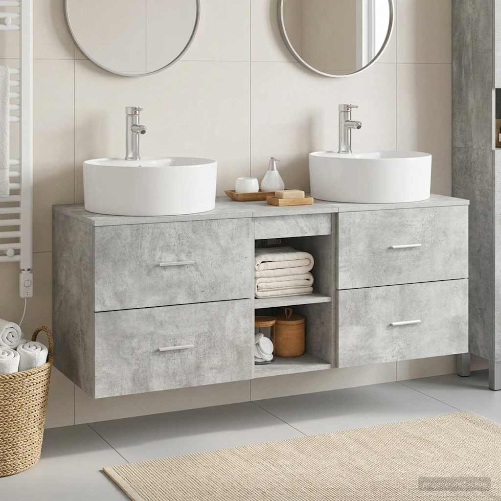Ensemble d'armoire de salle de bain 3 pc Gris béton