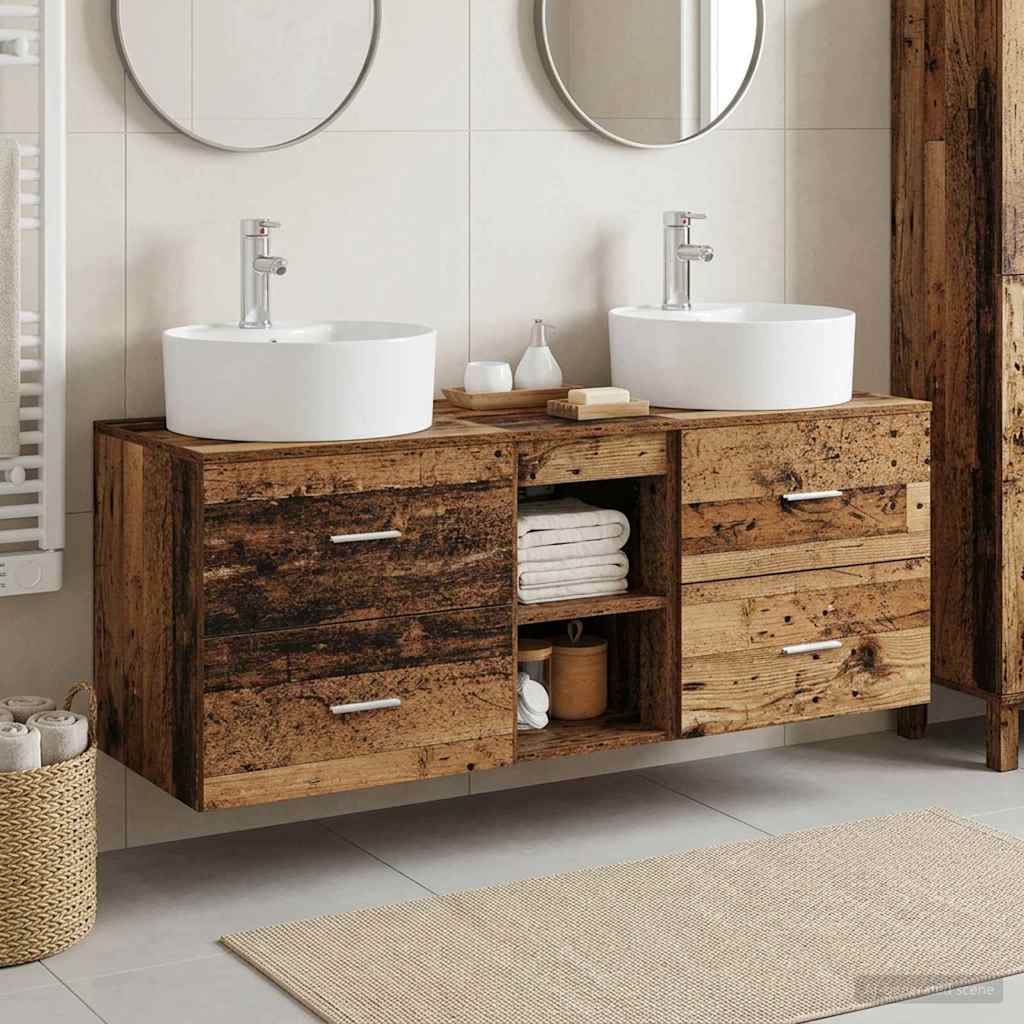 Ensemble d'armoire de salle de bain 3 pc Bois ancien