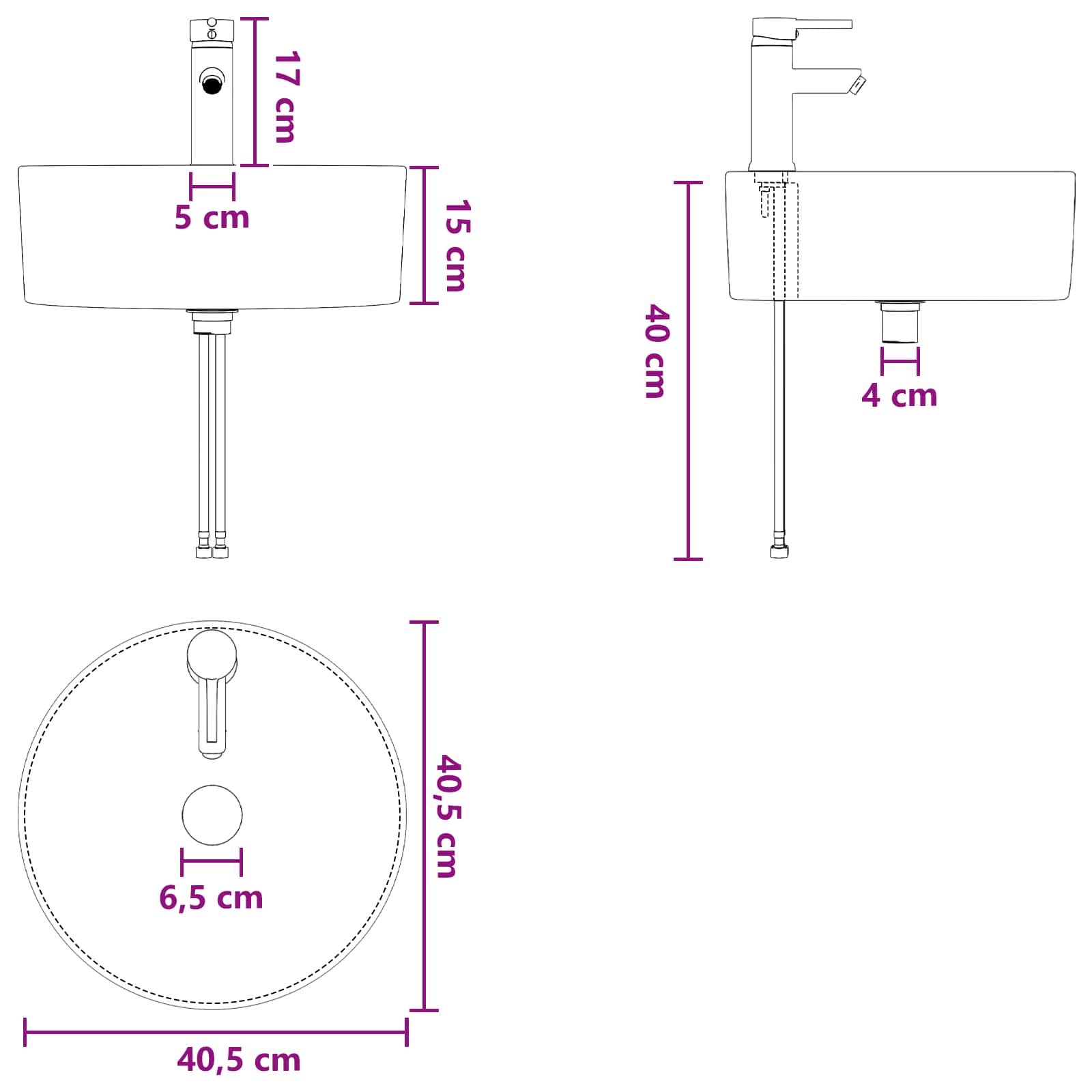 Ensemble de mobilier de salle de bain 3 pc Chêne Sonoma