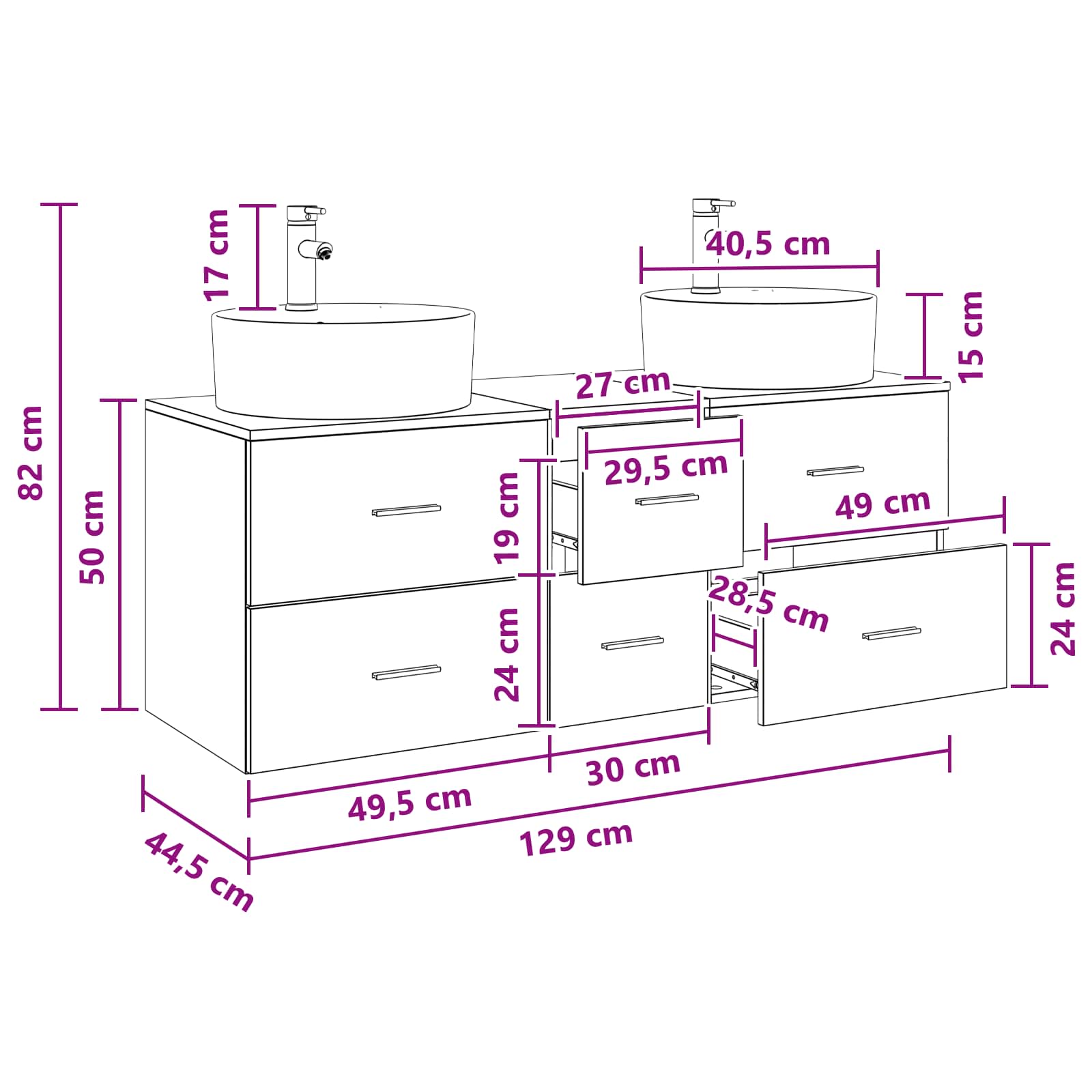 Ensemble de mobilier de salle de bain 3 pc Sonoma gris