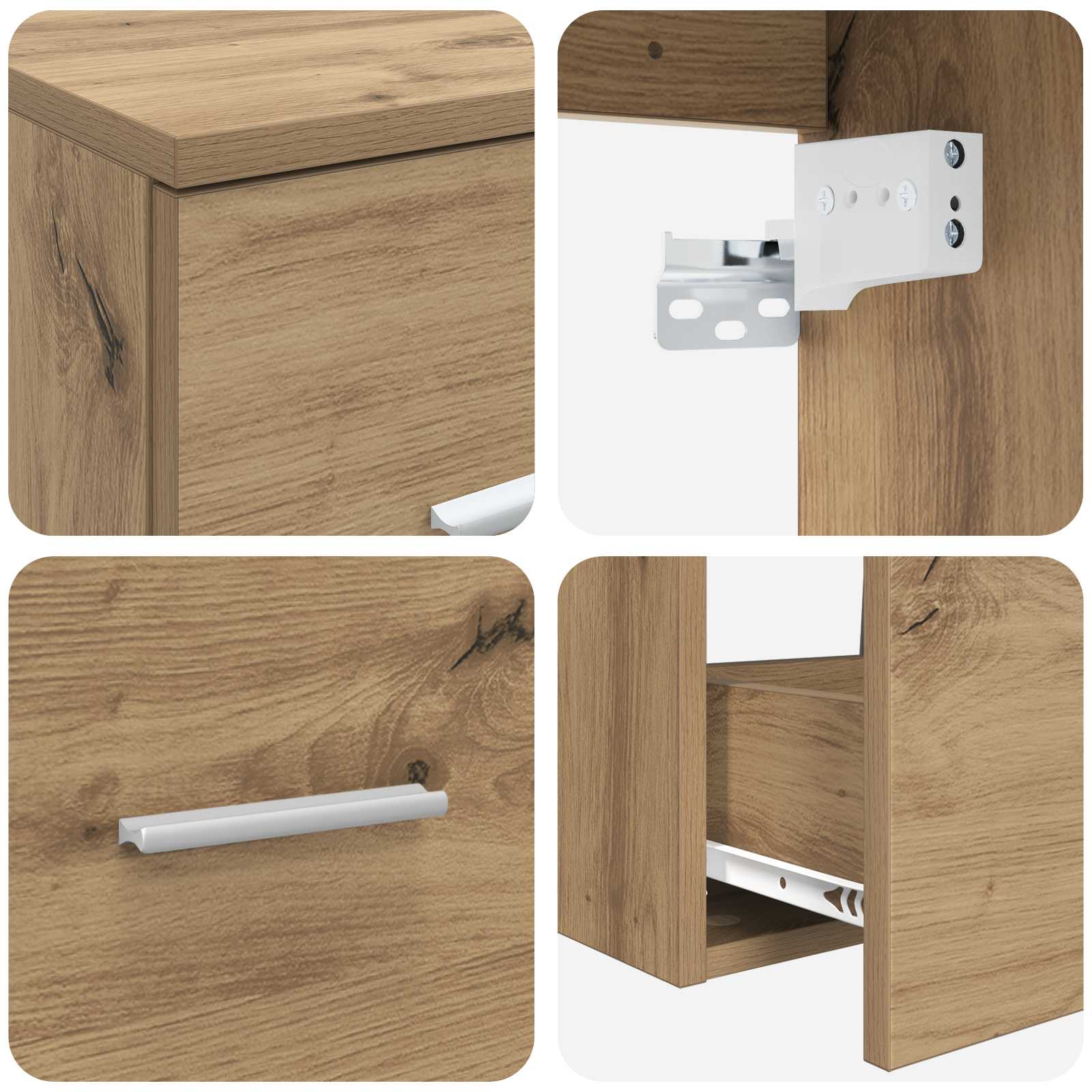 Ensemble de mobilier de salle de bain 3 pc Chêne artisanal