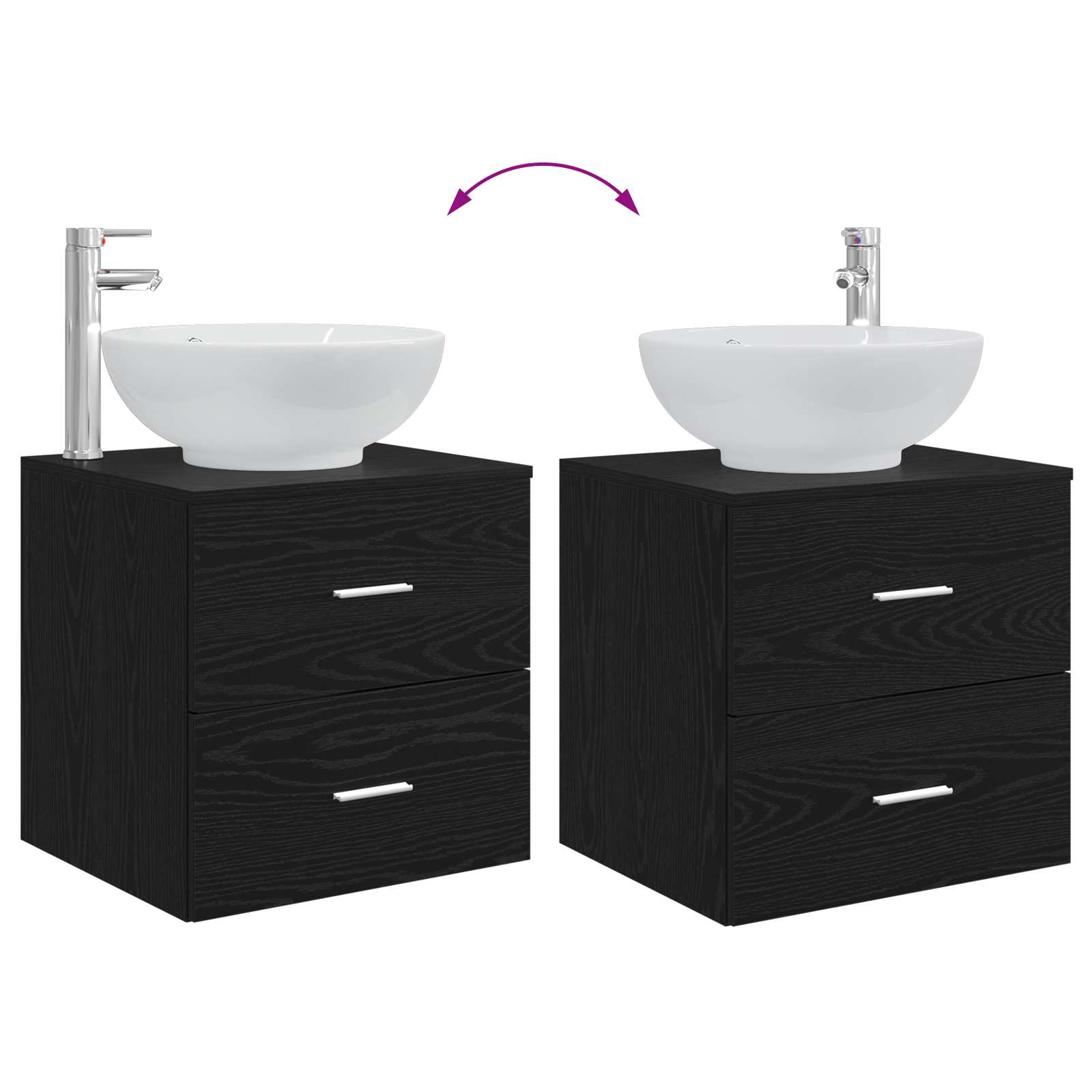 Ensemble de mobilier de salle de bain 3 pc Noir