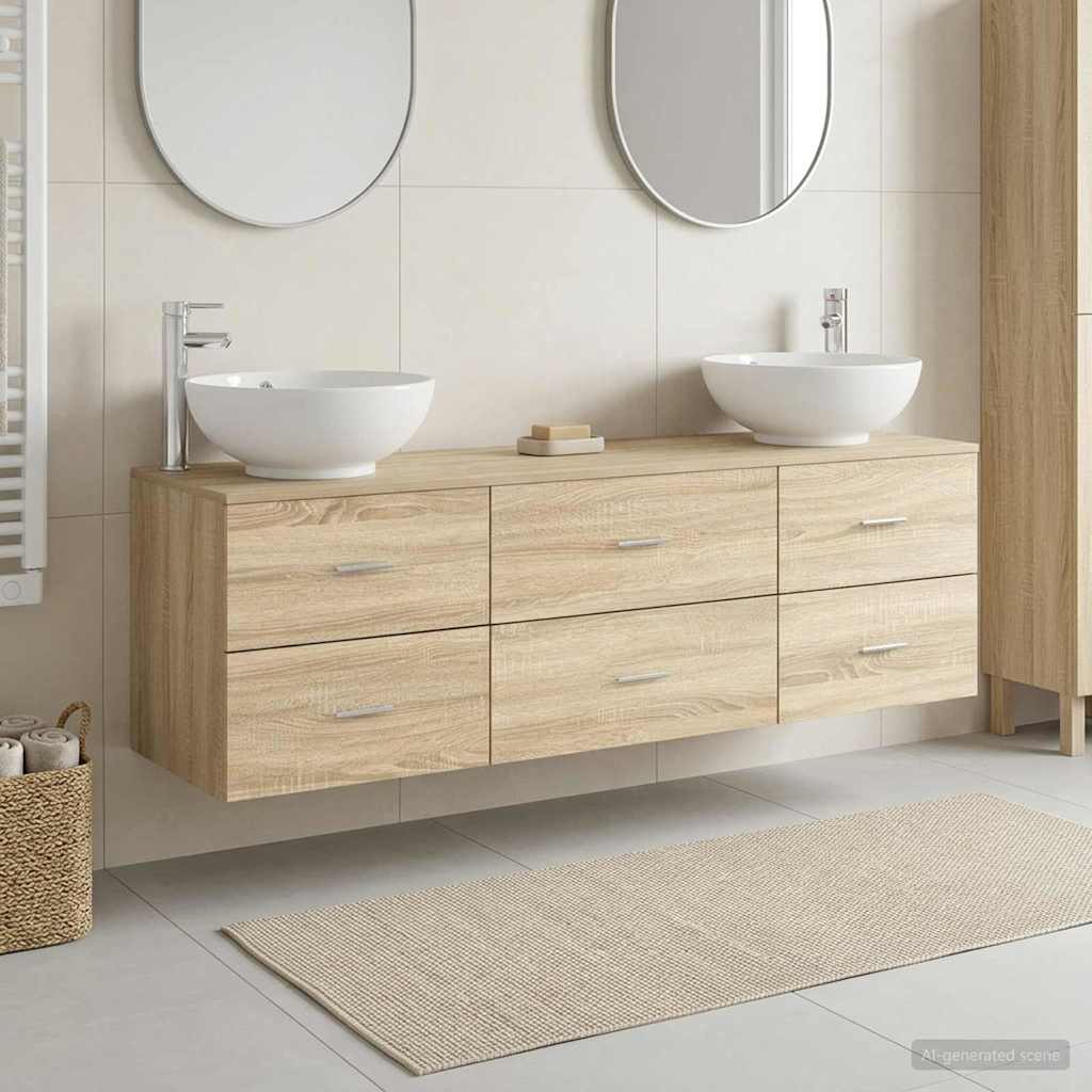 Ensemble de mobilier de salle de bain 3 pc Chêne Sonoma