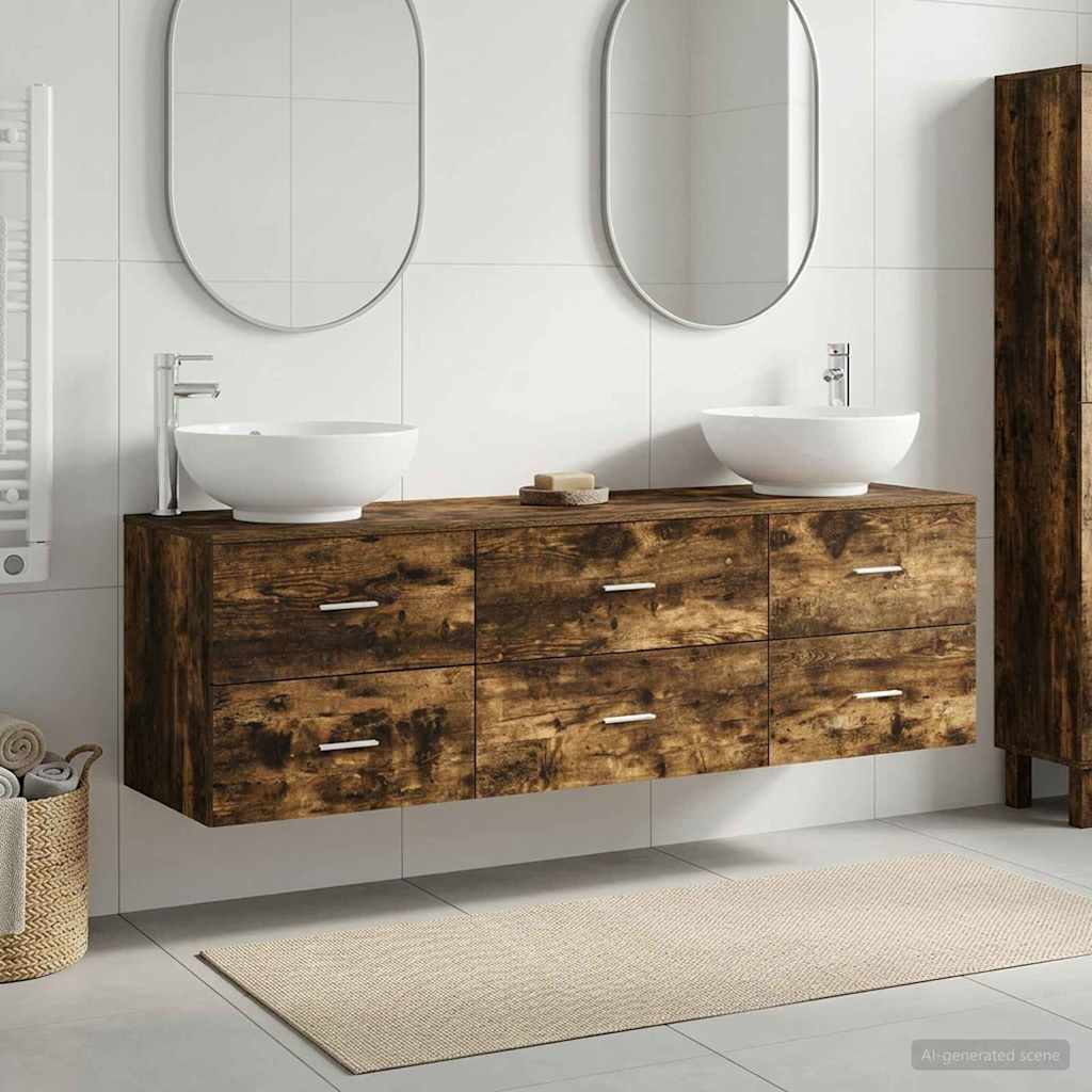 Ensemble de mobilier de salle de bain 3 pc Chêne fumé