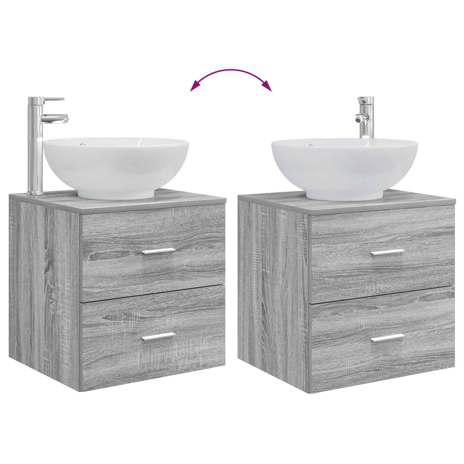Ensemble de mobilier de salle de bain 3 pc Sonoma gris