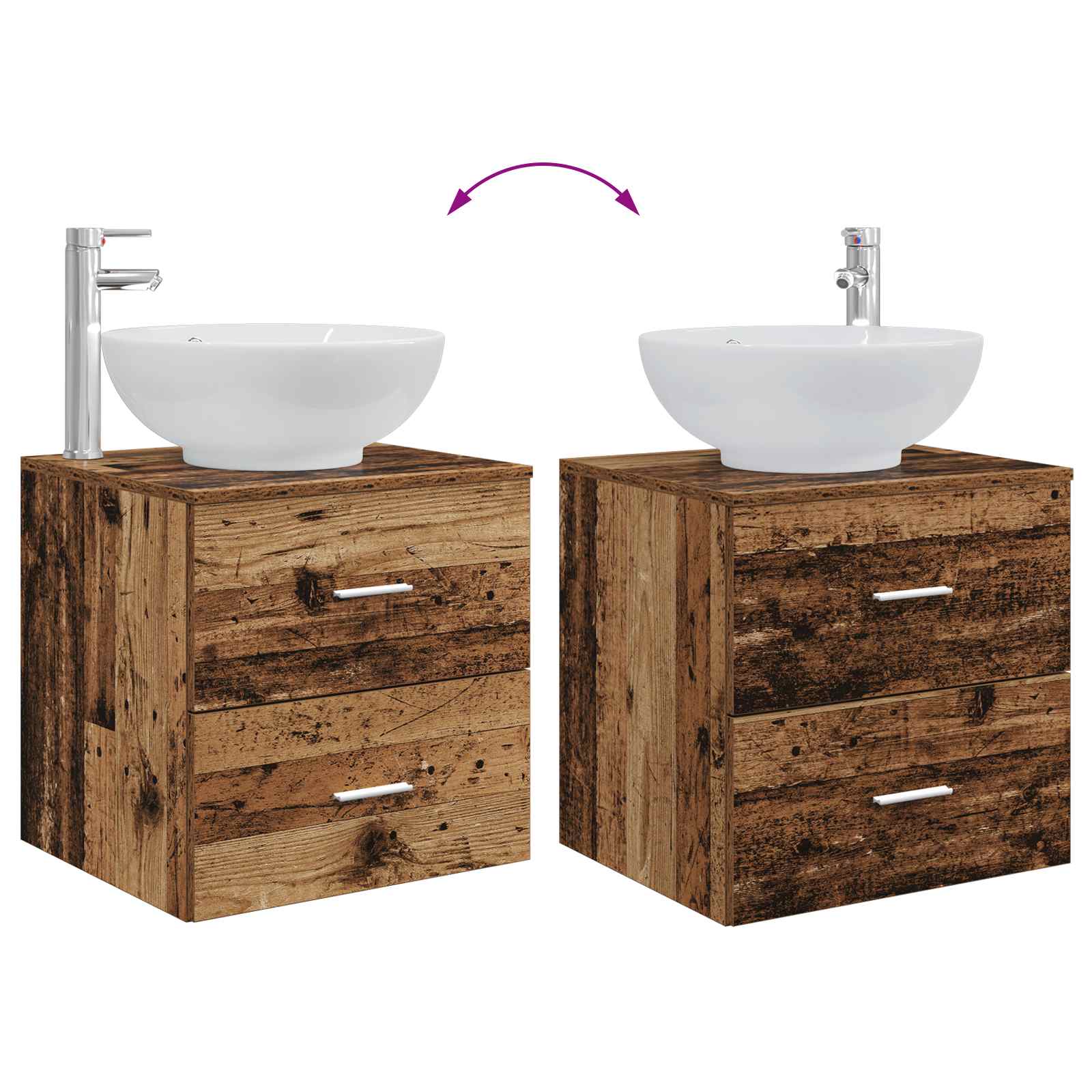 Ensemble de mobilier de salle de bain 3 pc Bois ancien