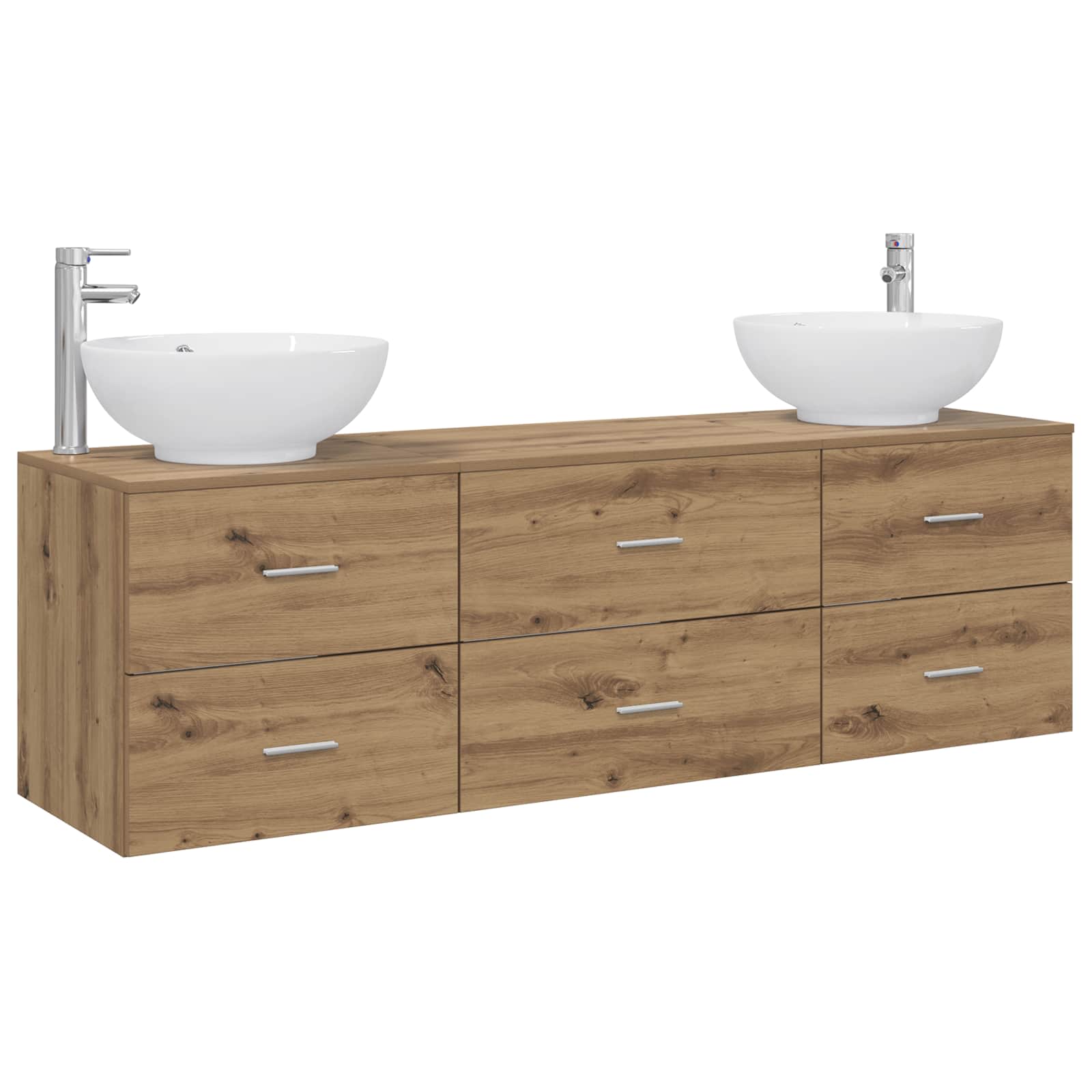 Ensemble de mobilier de salle de bain 3 pc Chêne artisanal