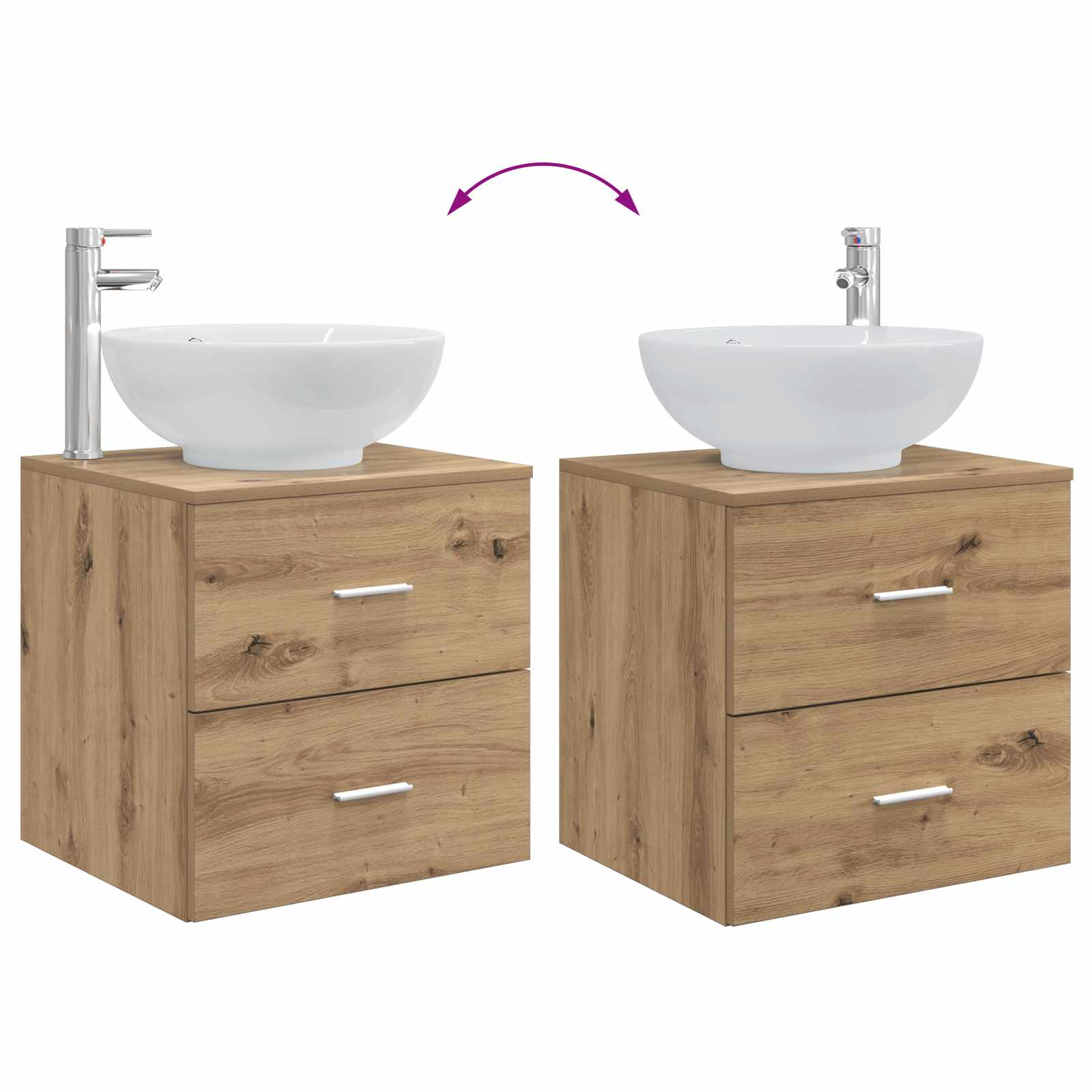 Ensemble de mobilier de salle de bain 3 pc Chêne artisanal