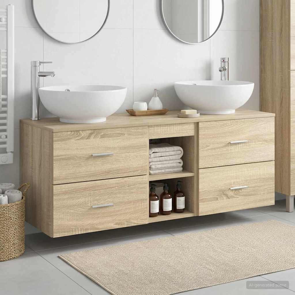 Ensemble de mobilier de salle de bain 3 pc Chêne Sonoma