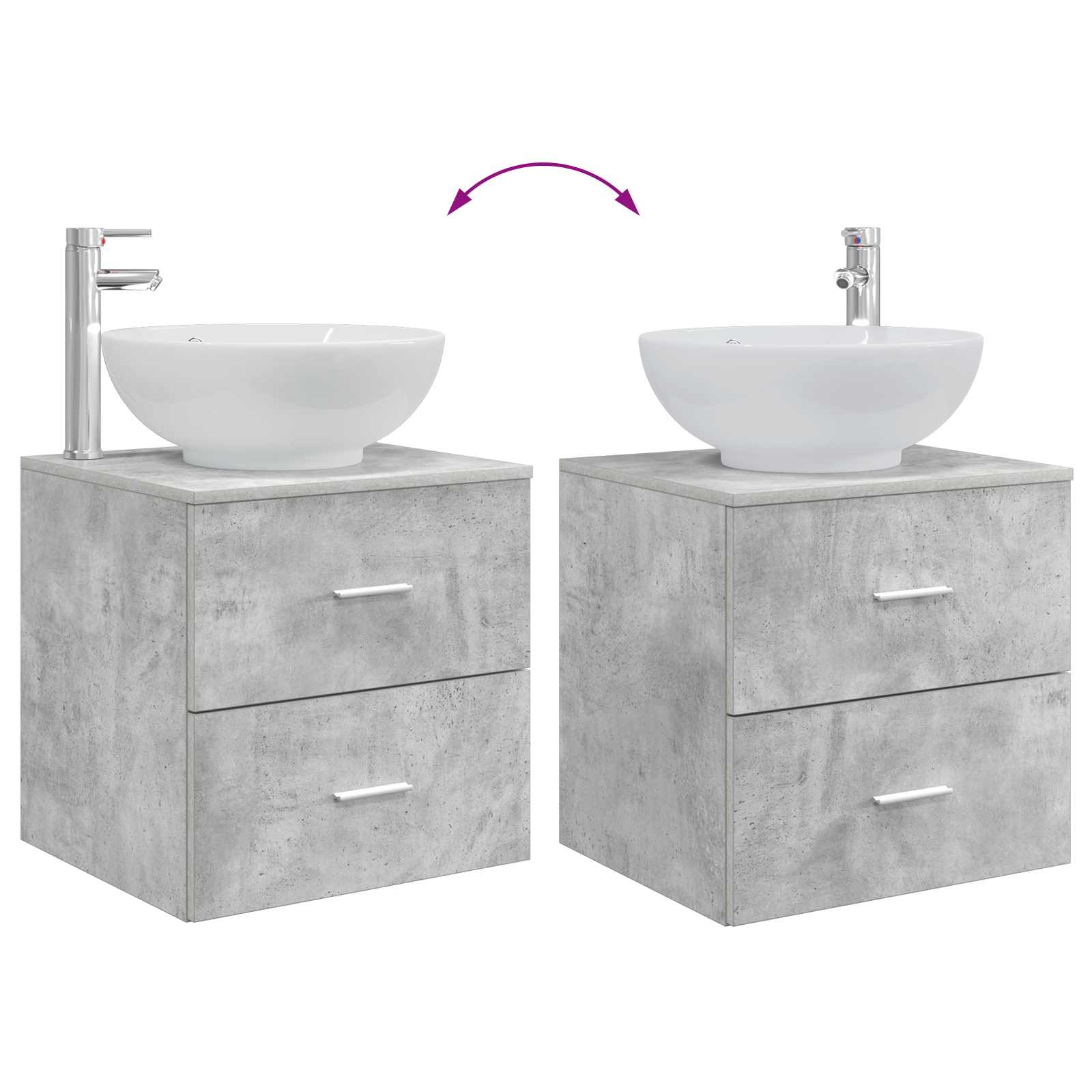 Ensemble de mobilier de salle de bain 3 pc Gris béton