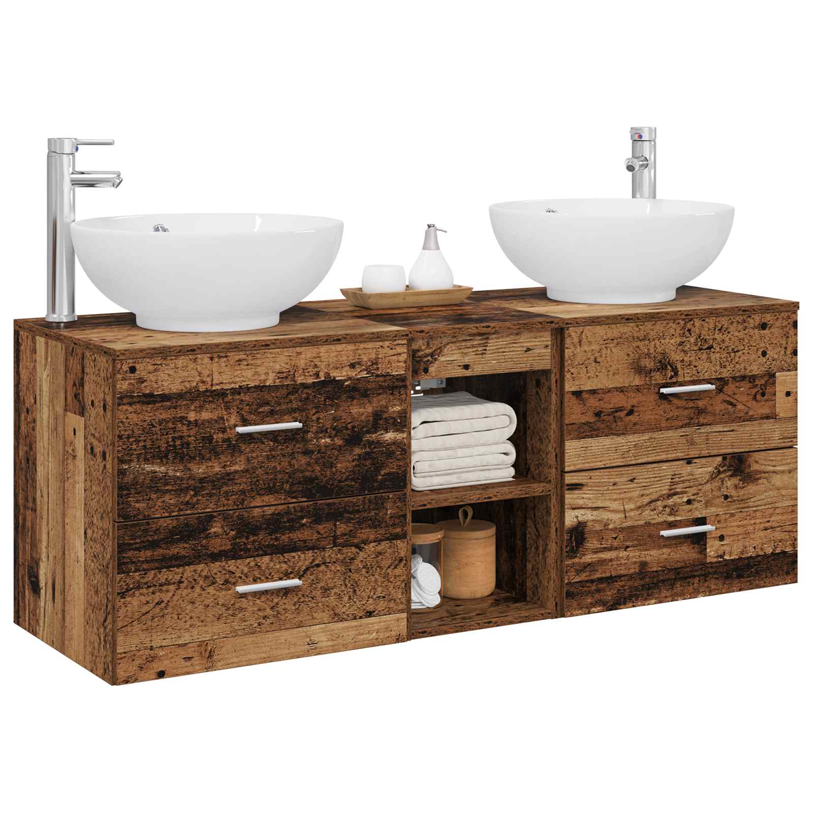 Ensemble de mobilier de salle de bain 3 pc Bois ancien