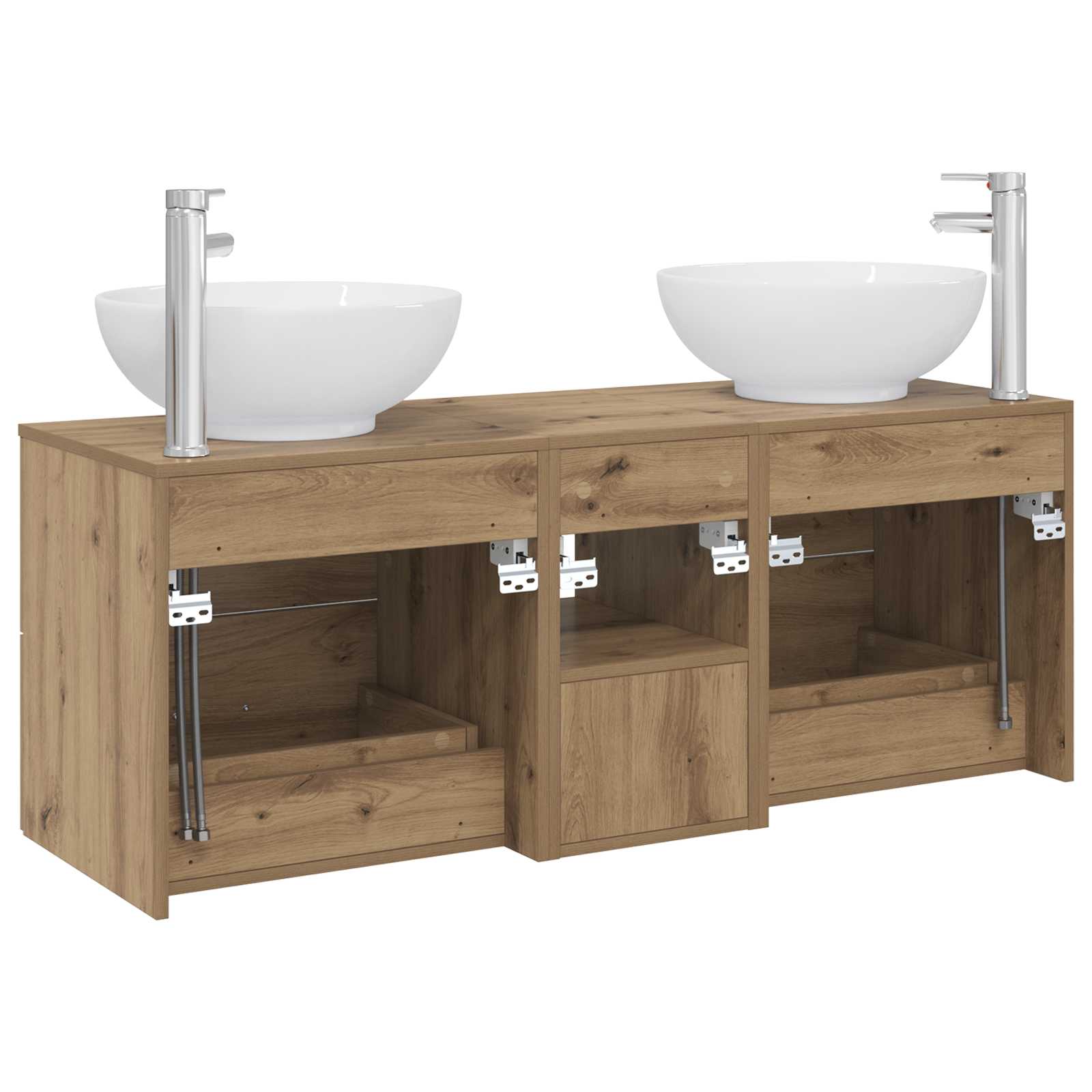 Ensemble de mobilier de salle de bain 3 pc Chêne artisanal