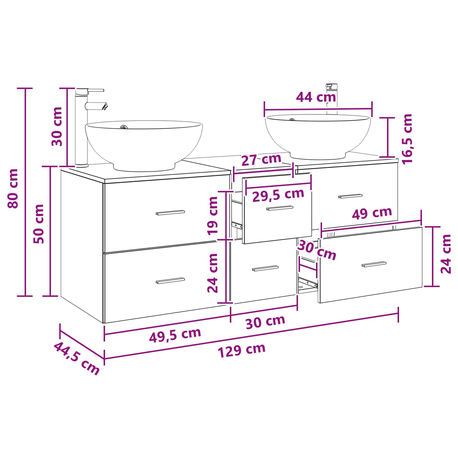Ensemble de mobilier de salle de bain 3 pc Blanc